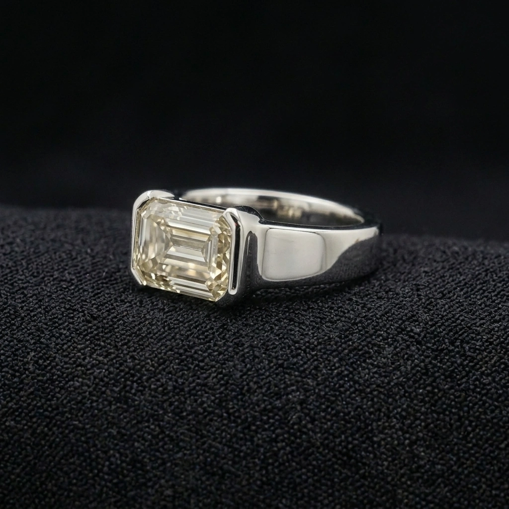 2.00 CT Emerald Cut Diamond Solitaire Engagement Ring | Solid Platinum 950 | 7.7 Grams view 4