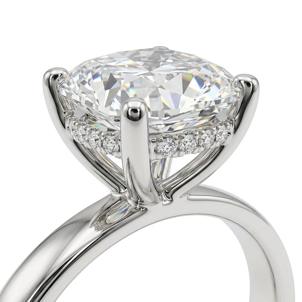 PT950 Platinum Cushion Cut Diamond Engagement Ring view 4