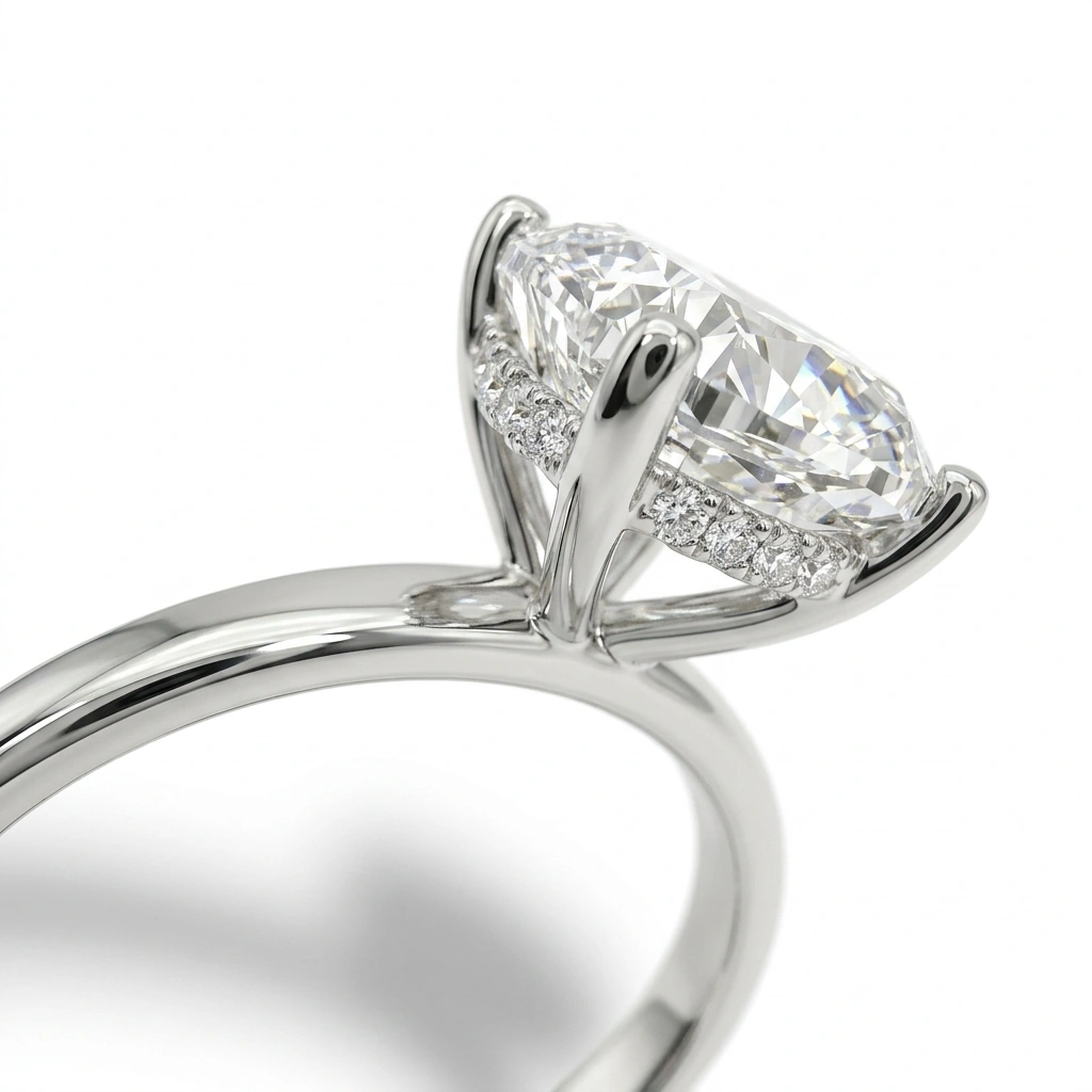 PT950 Platinum Cushion Cut Diamond Engagement Ring view 5