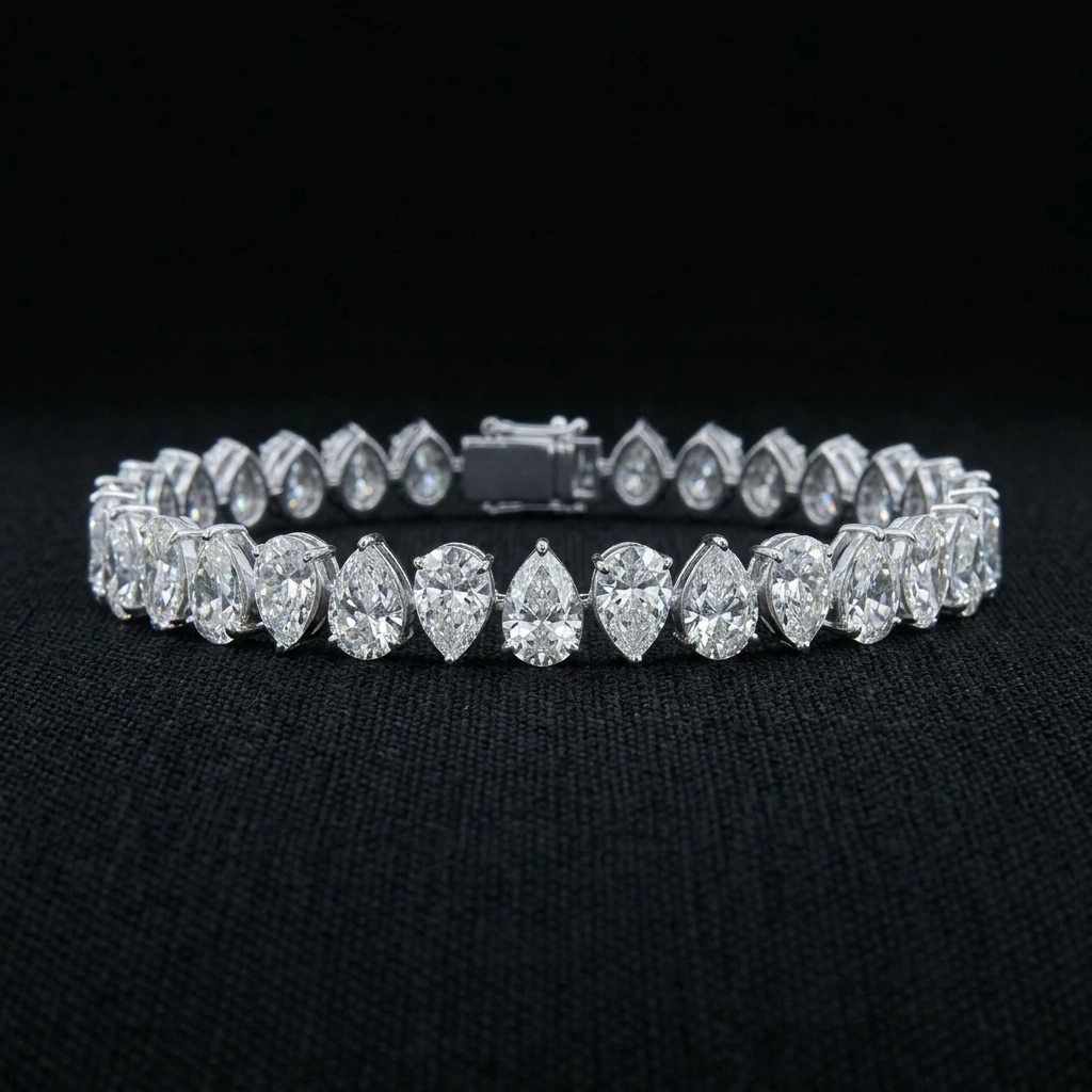 23.33 CT Pear Diamond Tennis Bracelet in PT950 Platinum | IGI Certified Luxury Diamond Bracelet