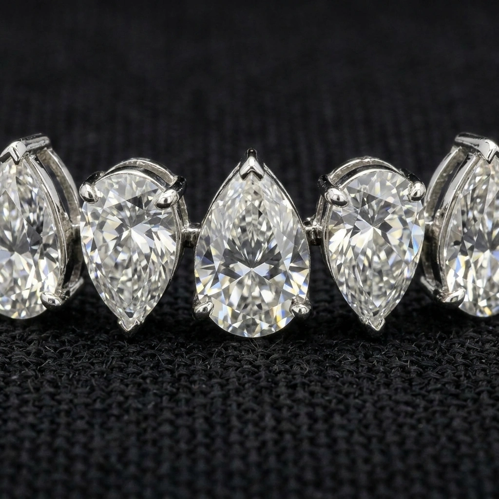23.33 CT Pear Diamond Tennis Bracelet in PT950 Platinum | IGI Certified Luxury Diamond Bracelet view 3