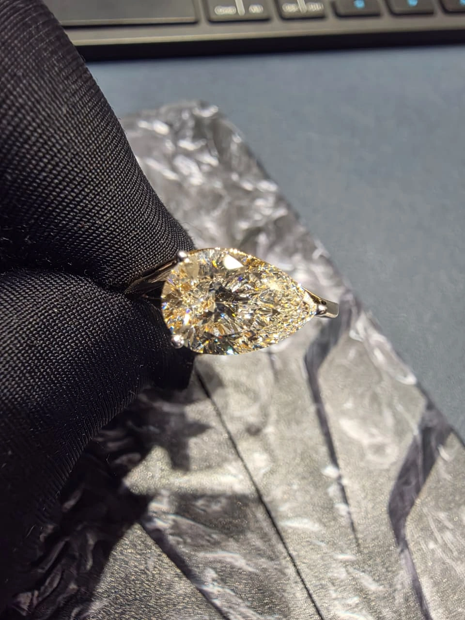 2.50 CT Pear Cut Solitaire Ring in 14K Yellow Gold view 3