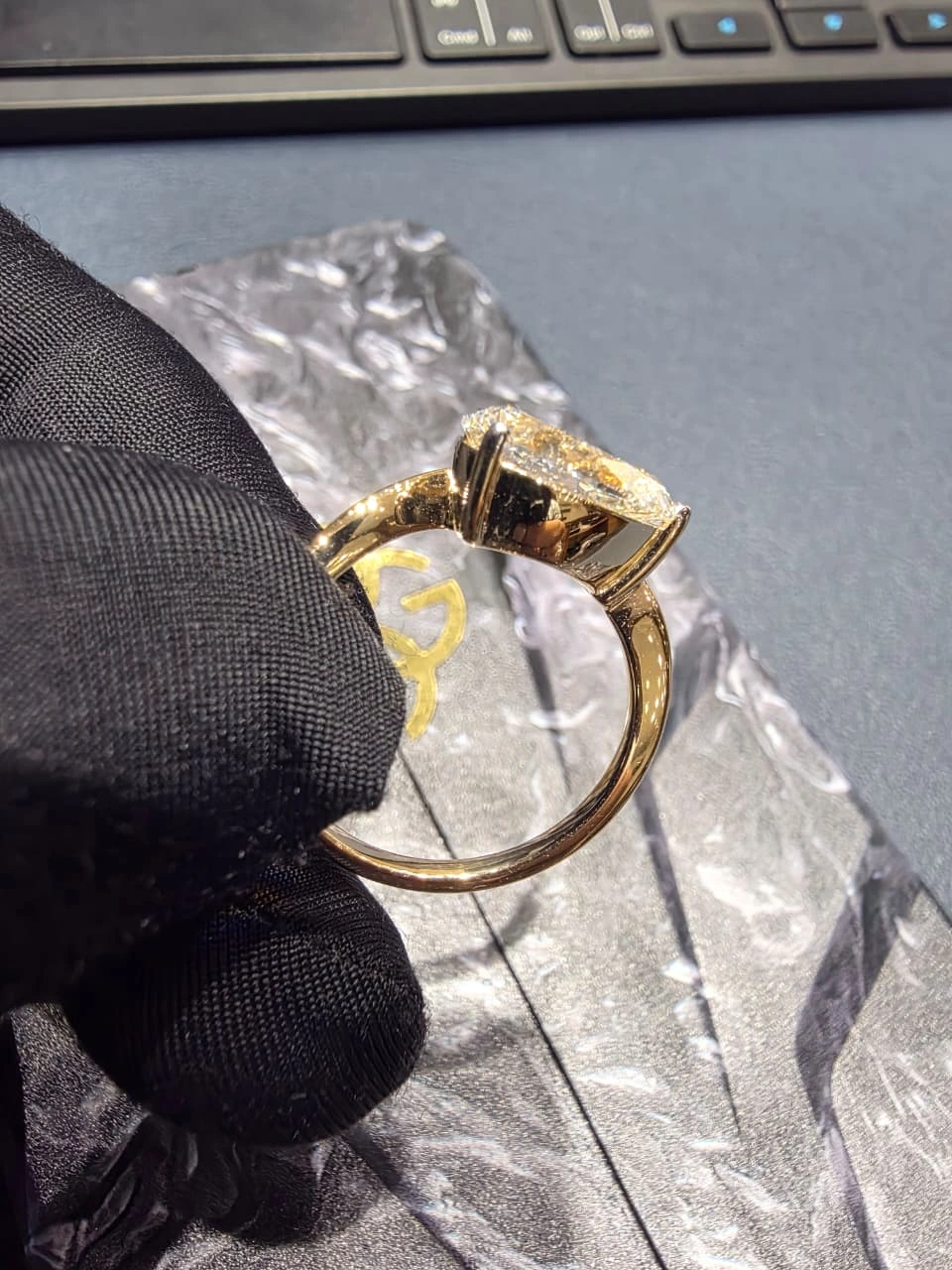 2.50 CT Pear Cut Solitaire Ring in 14K Yellow Gold view 5