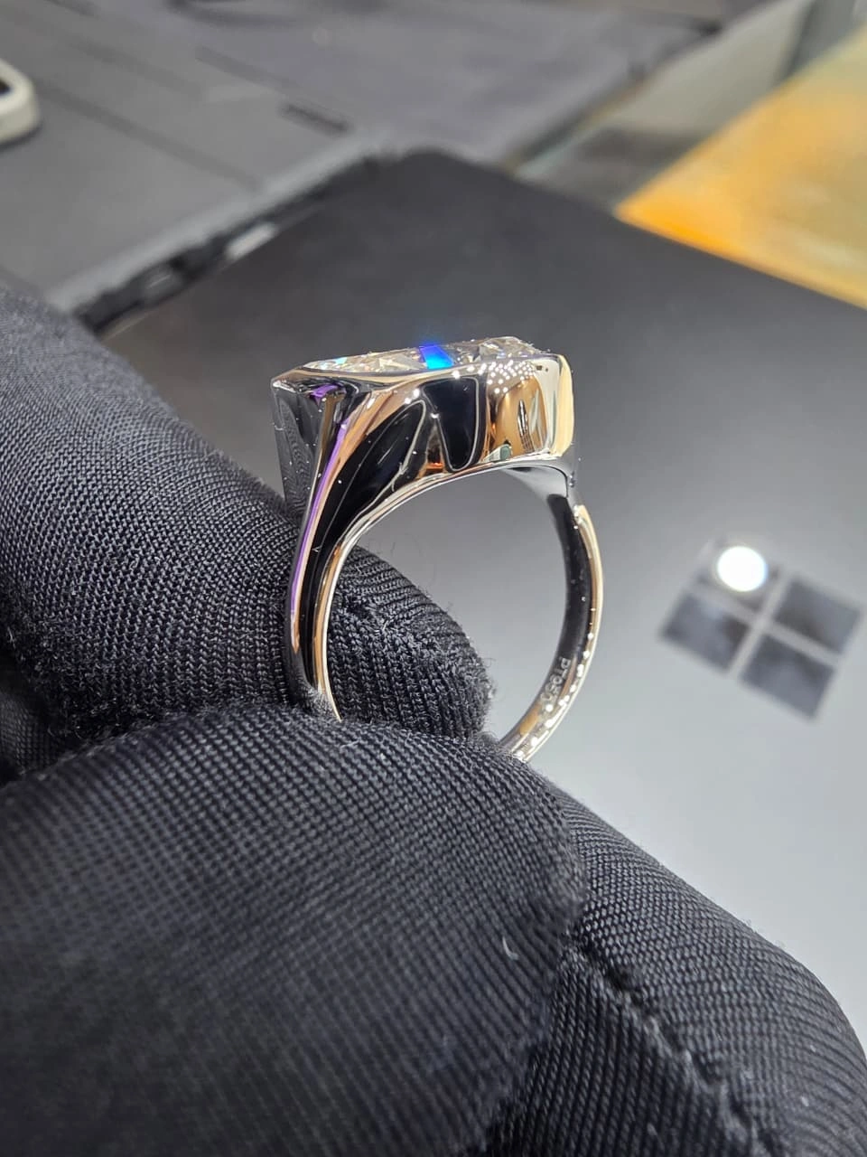 2.50 CT Pear Diamond Bezel Ring in PT950 Platinum | Solitaire Statement Ring view 6