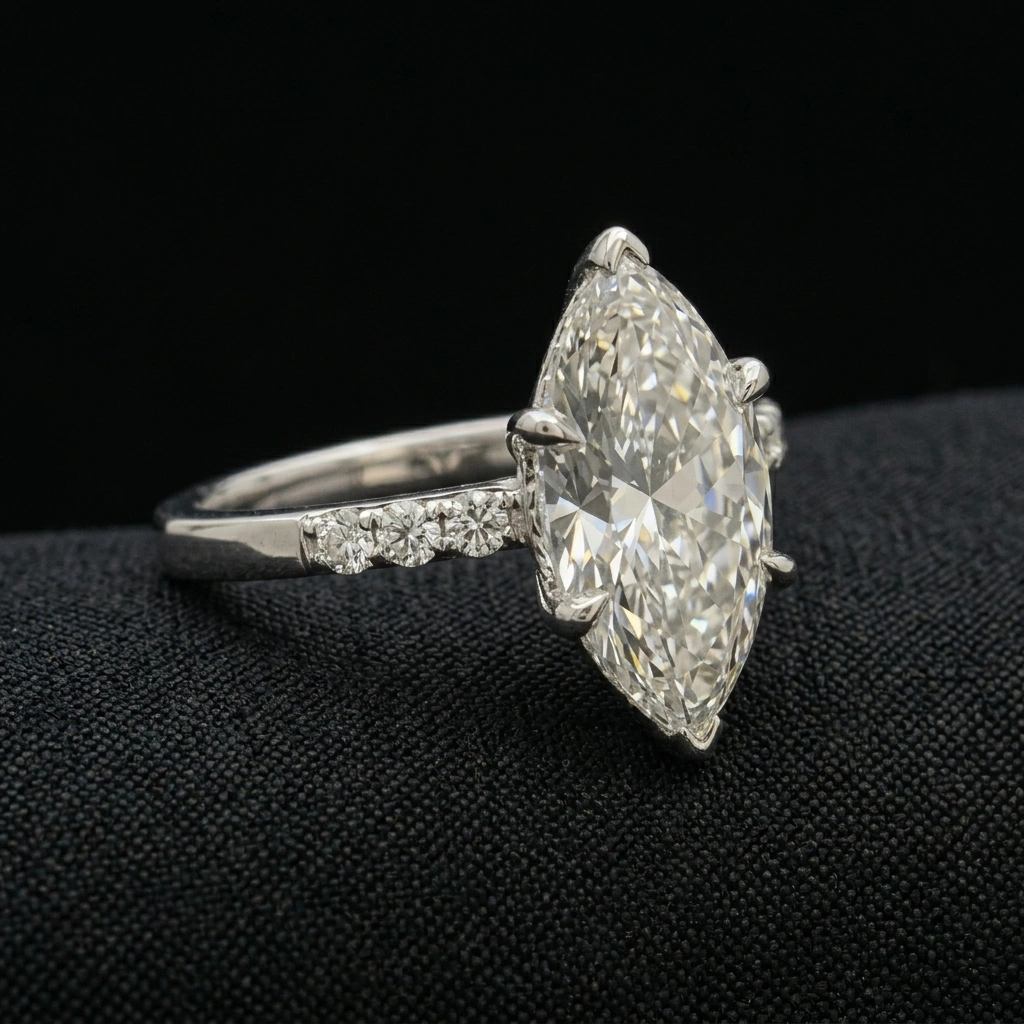 2.57 CT Marquise Lab Grown Diamond Solitaire Ring in PT950 Platinum view 3