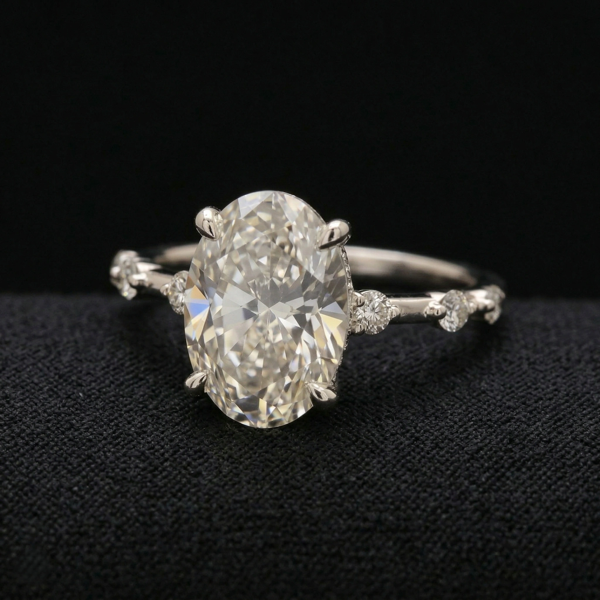 2.85 CT Oval Diamond Halo Engagement Ring | Platinum 950 view 4