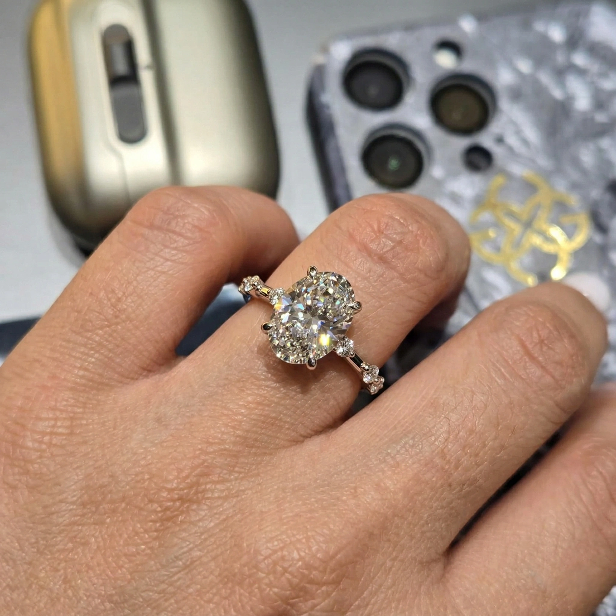 2.85 CT Oval Diamond Halo Engagement Ring | Platinum 950 view 5