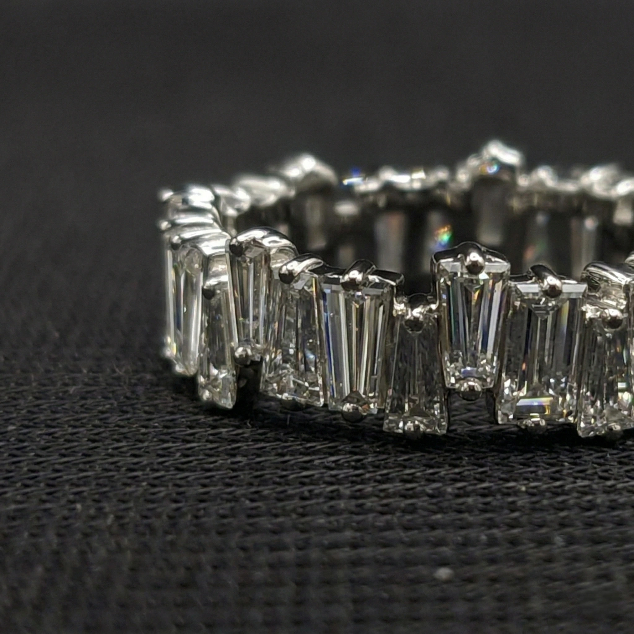 2.96 CT Tapered Baguette Cut Diamond Eternity Band | Platinum 950 view 3