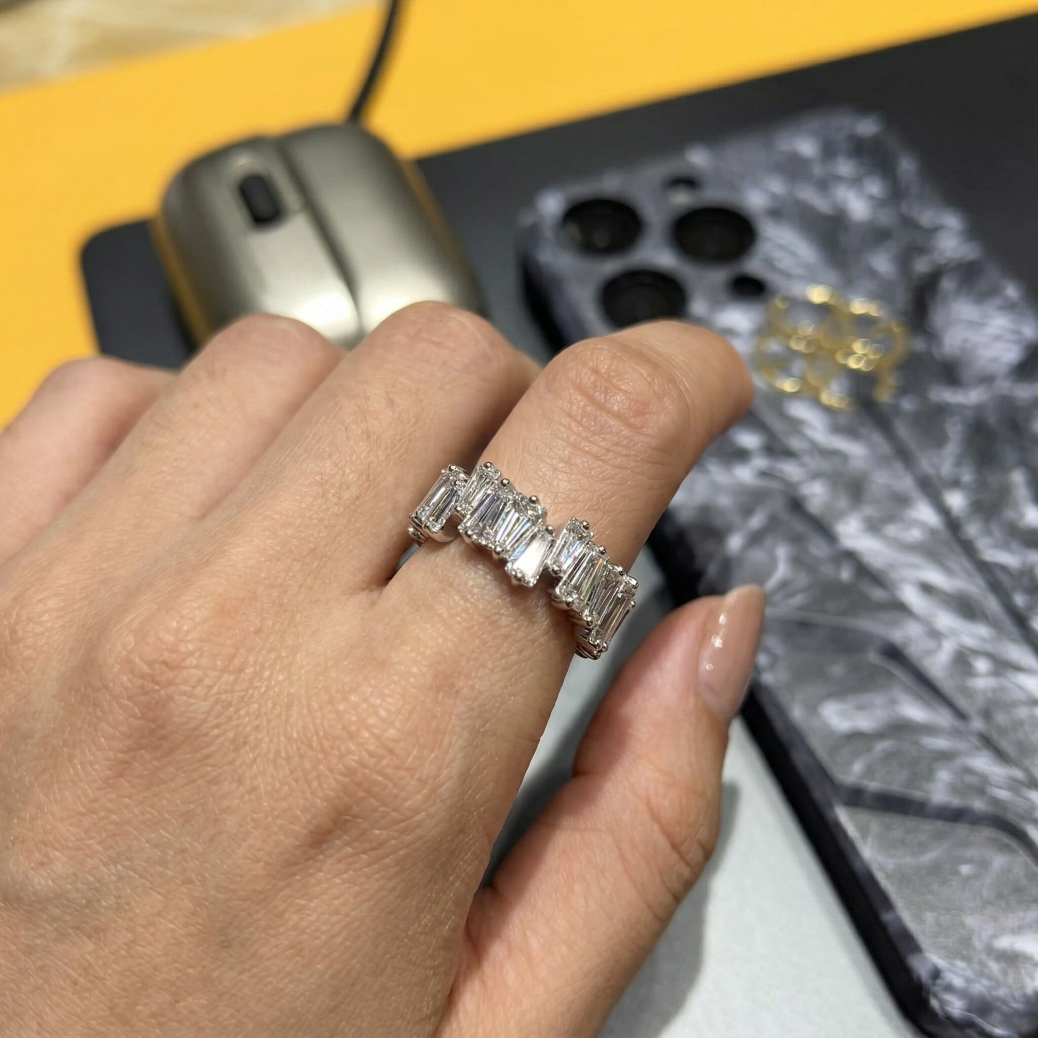 2.96 CT Tapered Baguette Cut Diamond Eternity Band | Platinum 950 view 5