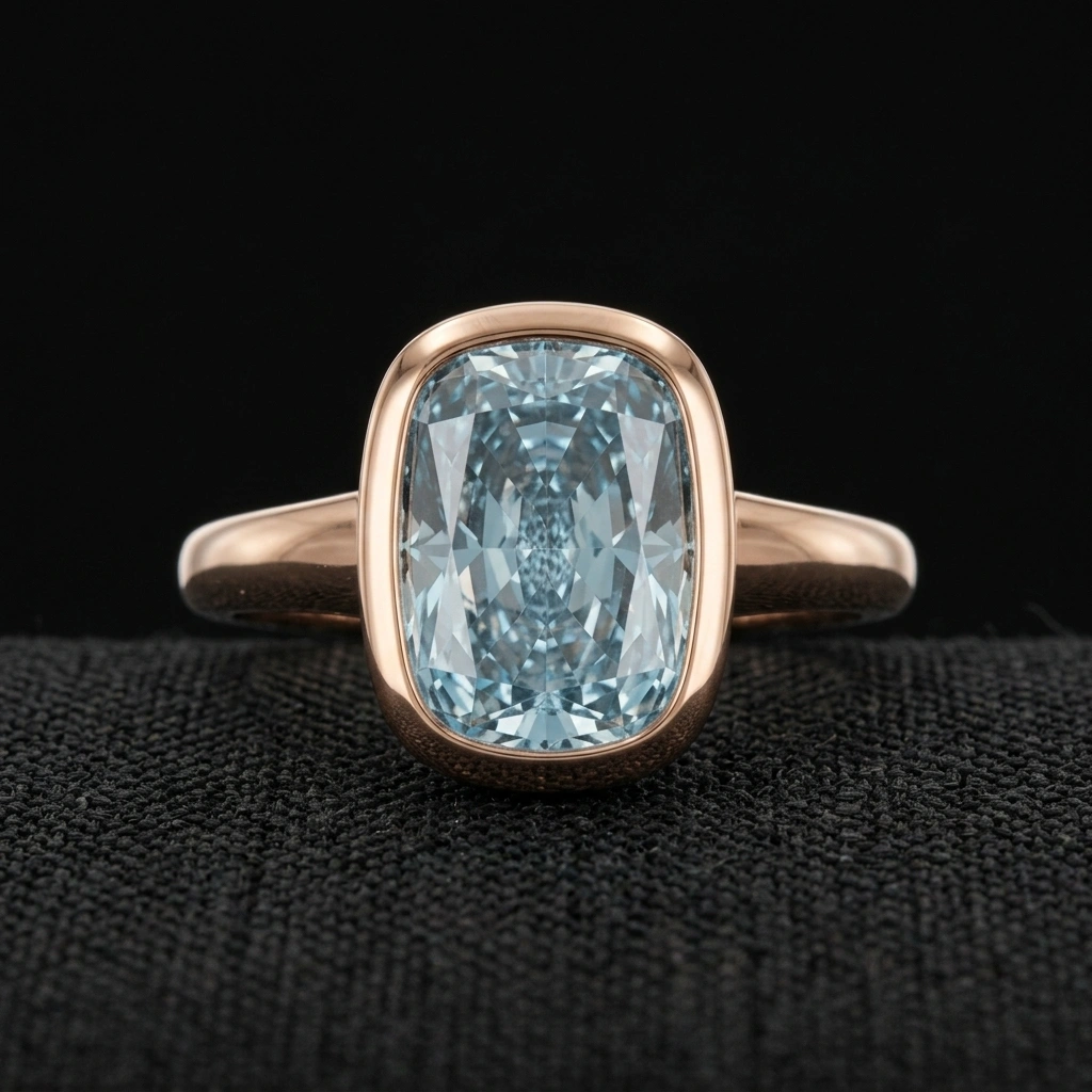 3 CT Blue Oval Solitaire Ring in 14K Rose Gold
