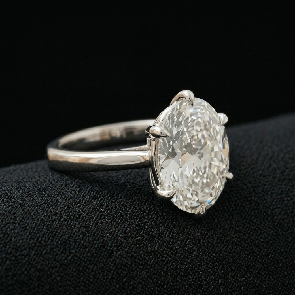 3 CT Oval Solitaire Diamond Ring in PT950 Platinum view 3