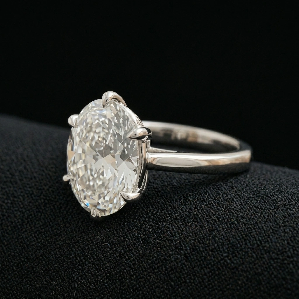 3 CT Oval Solitaire Diamond Ring in PT950 Platinum view 4