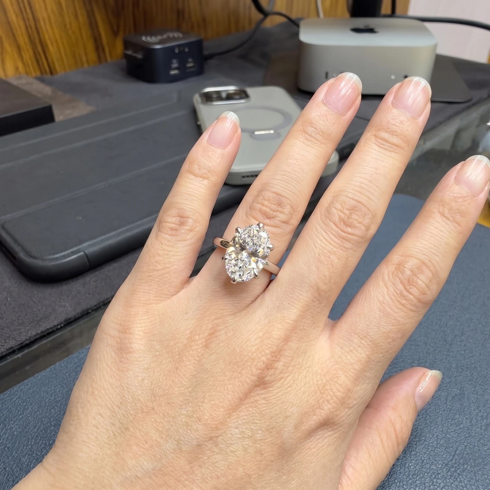 3 CT Oval Solitaire Diamond Ring in PT950 Platinum view 6
