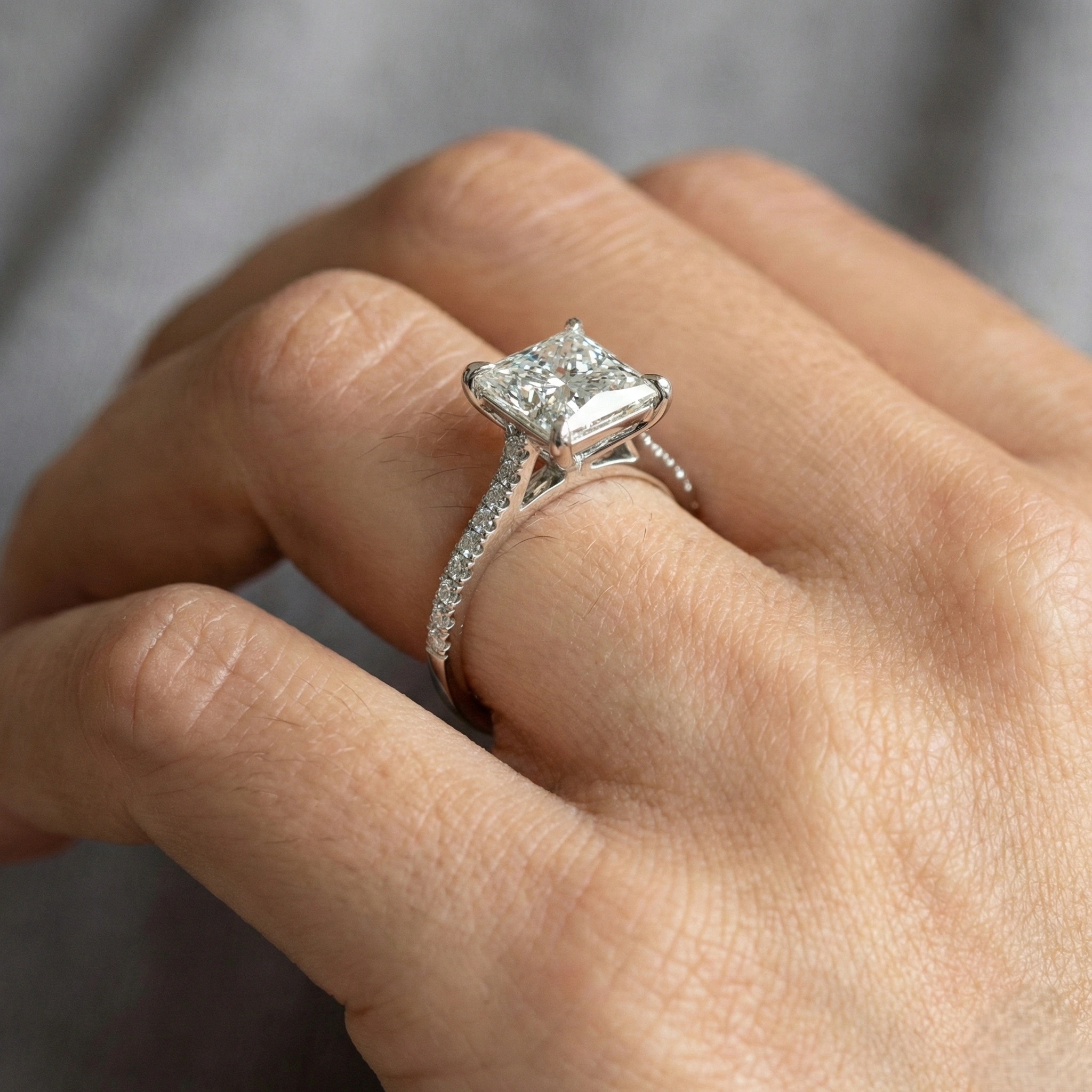 3 CT Princess Cut Pave Diamond Ring view 8