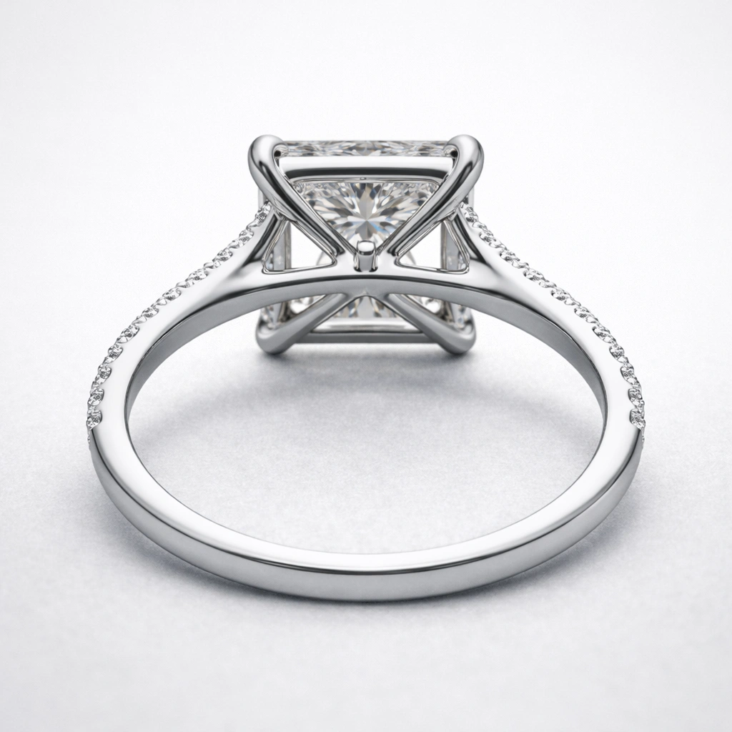 3 CT Princess Cut Pave Diamond Ring view 6