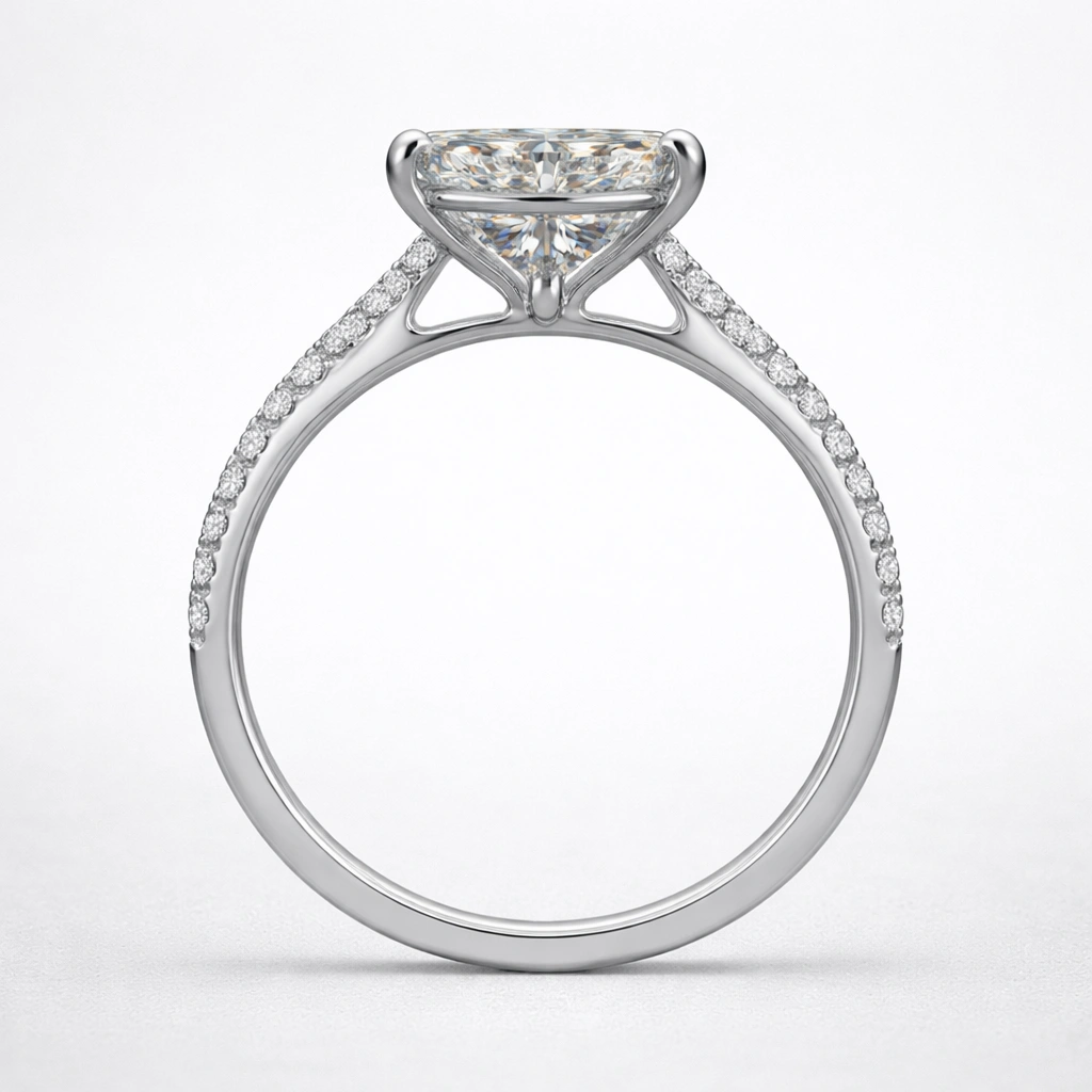 3 CT Princess Cut Pave Diamond Ring view 7