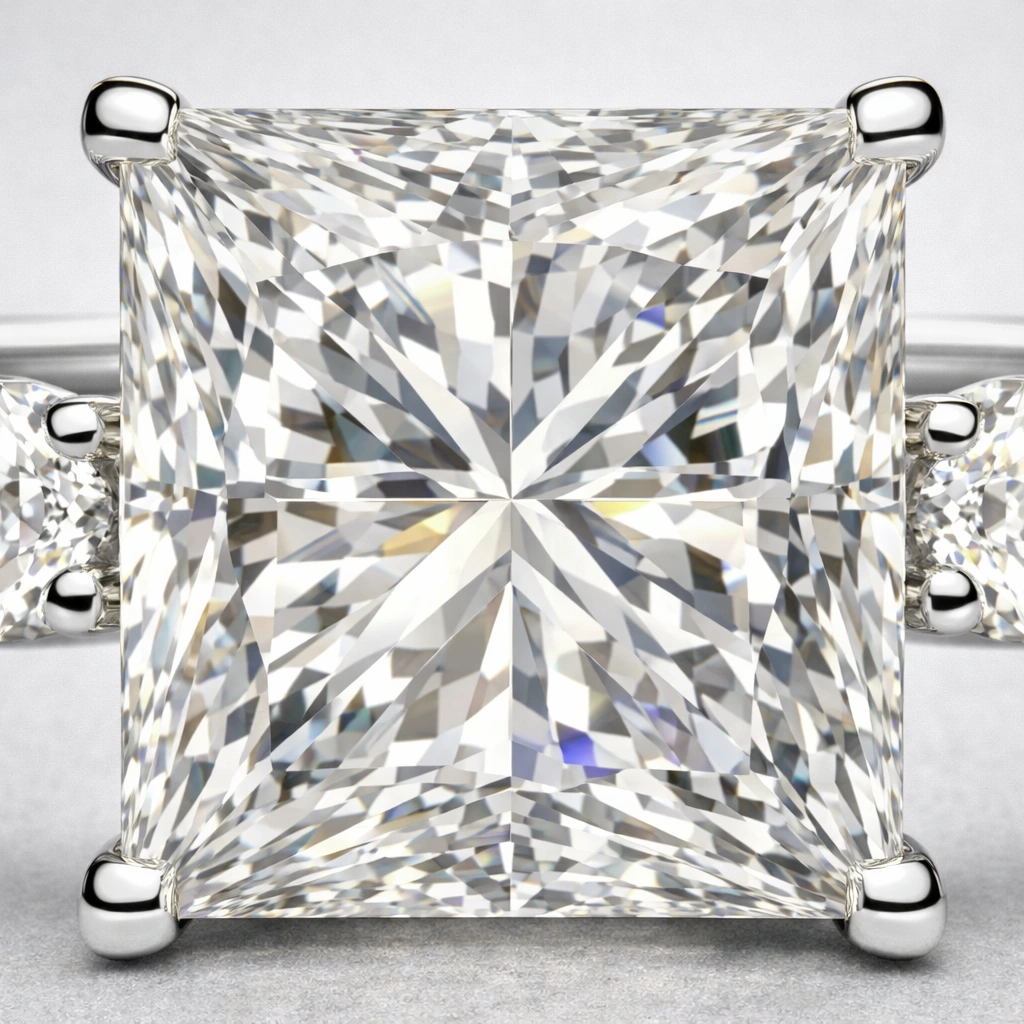 3 CT Princess Cut Platinum Engagement Ring view 3