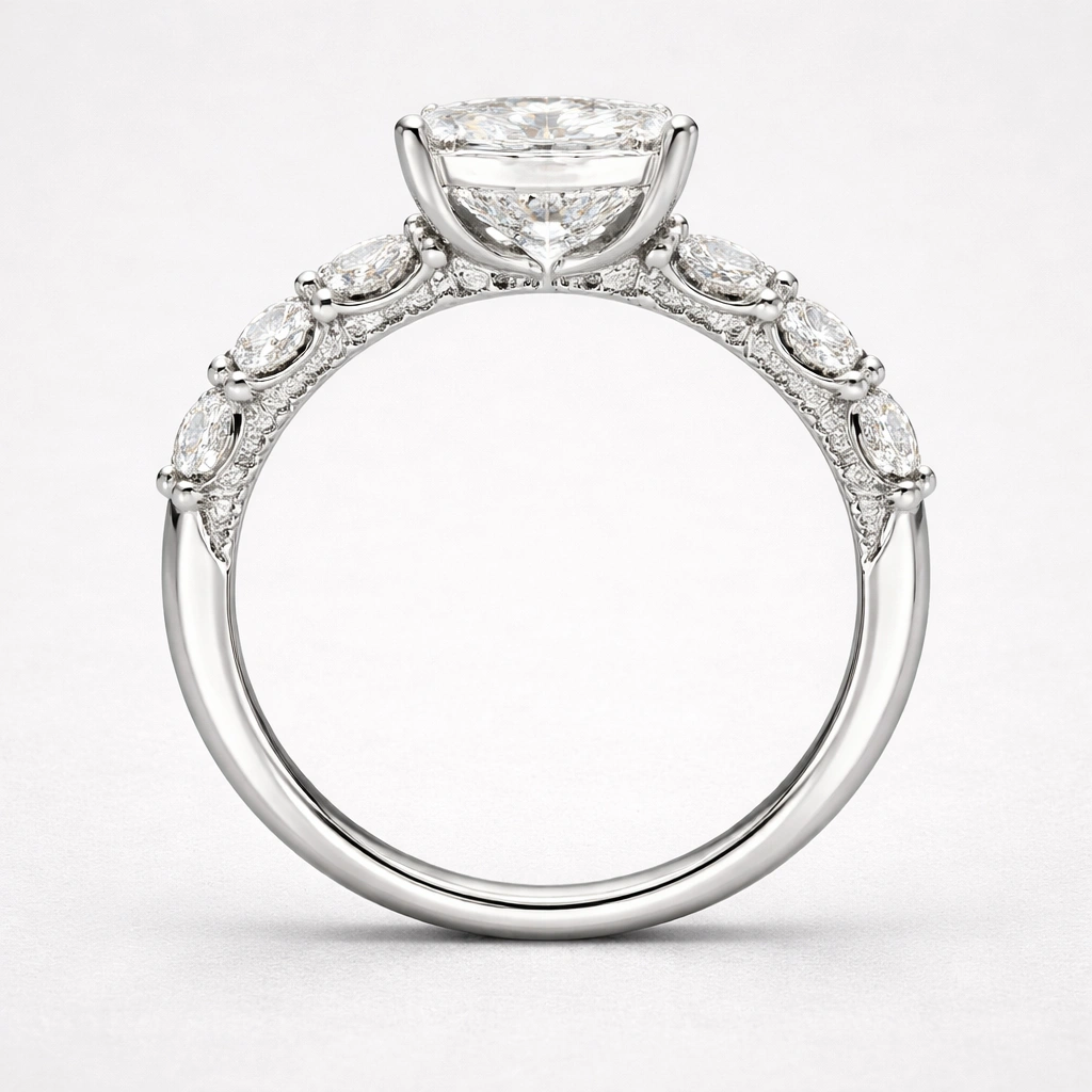 3 CT Princess Cut Platinum Engagement Ring view 6