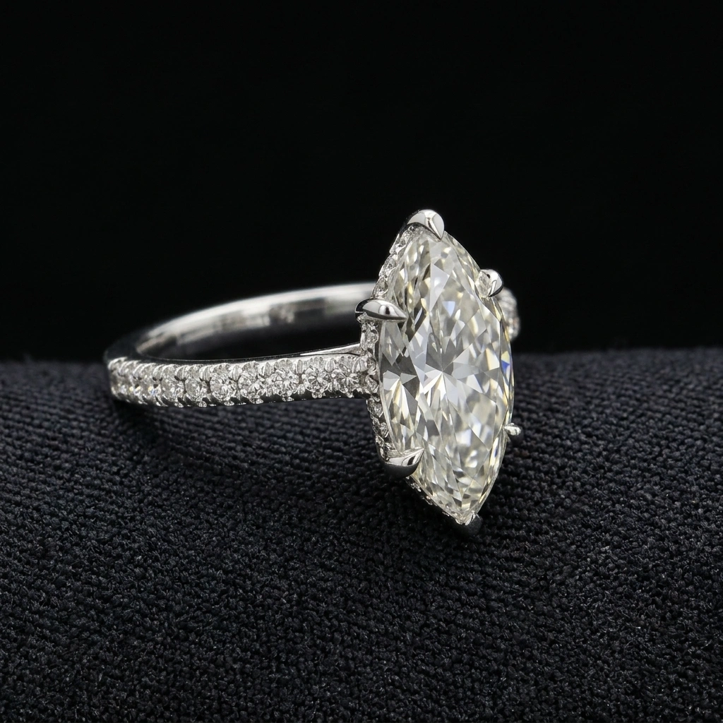 3.00 TCW Marquise & Round Diamond Earrings | 2.50 CT Marquise Center | Solid Platinum 950 view 3