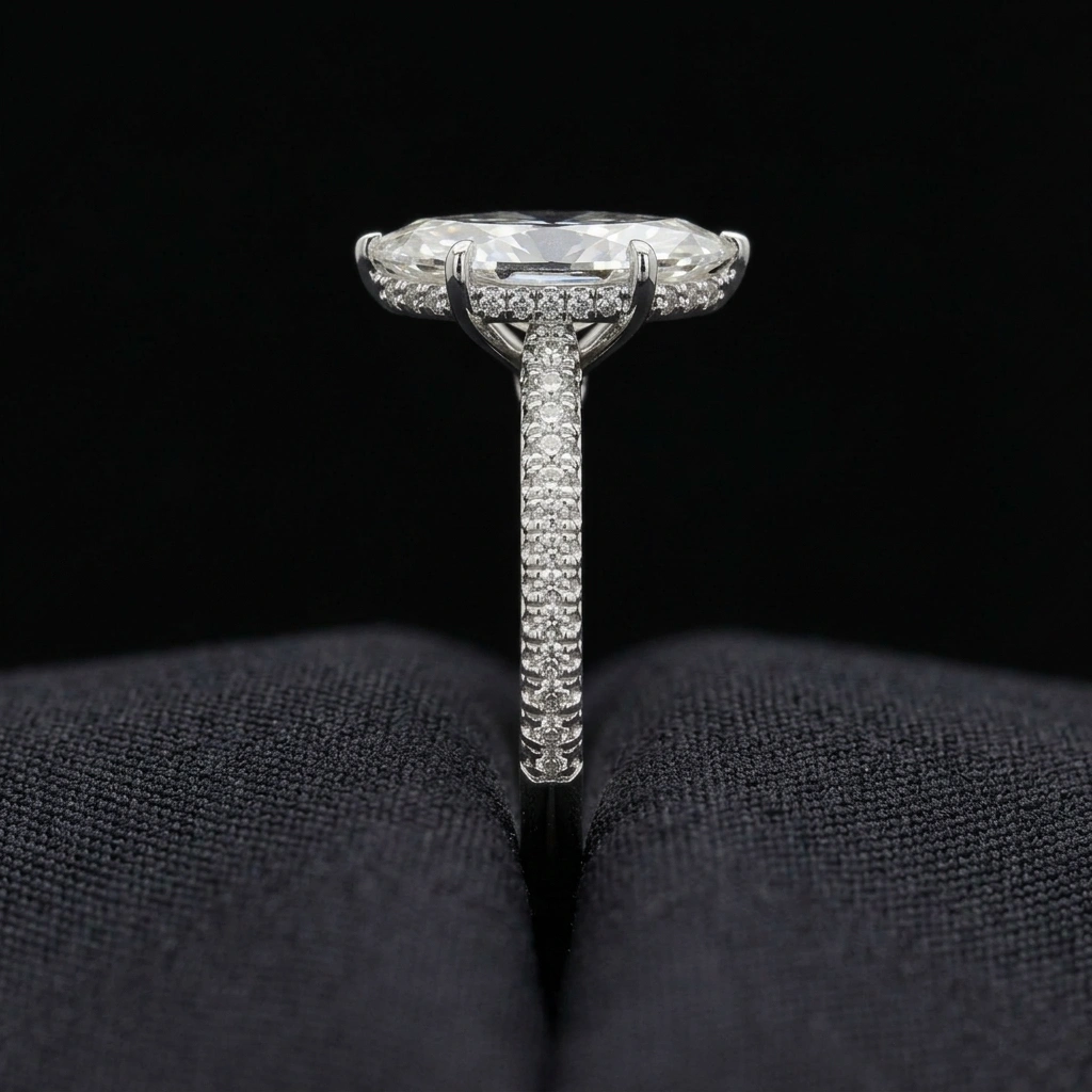 3.00 TCW Marquise & Round Diamond Earrings | 2.50 CT Marquise Center | Solid Platinum 950 view 5