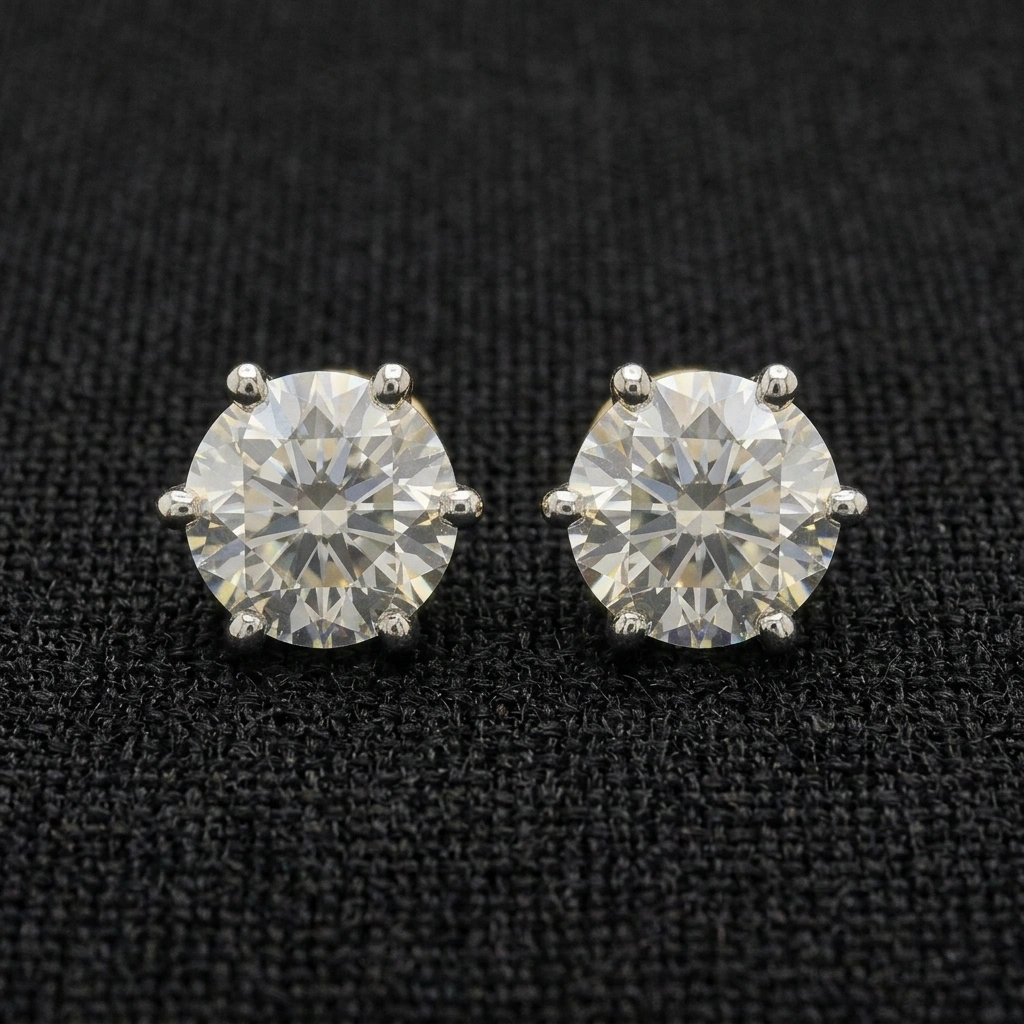 3.00 TCW Round Brilliant Diamond Solitaire Stud Earrings in 14KT Gold | IGI Certified Timeless Masterpiece