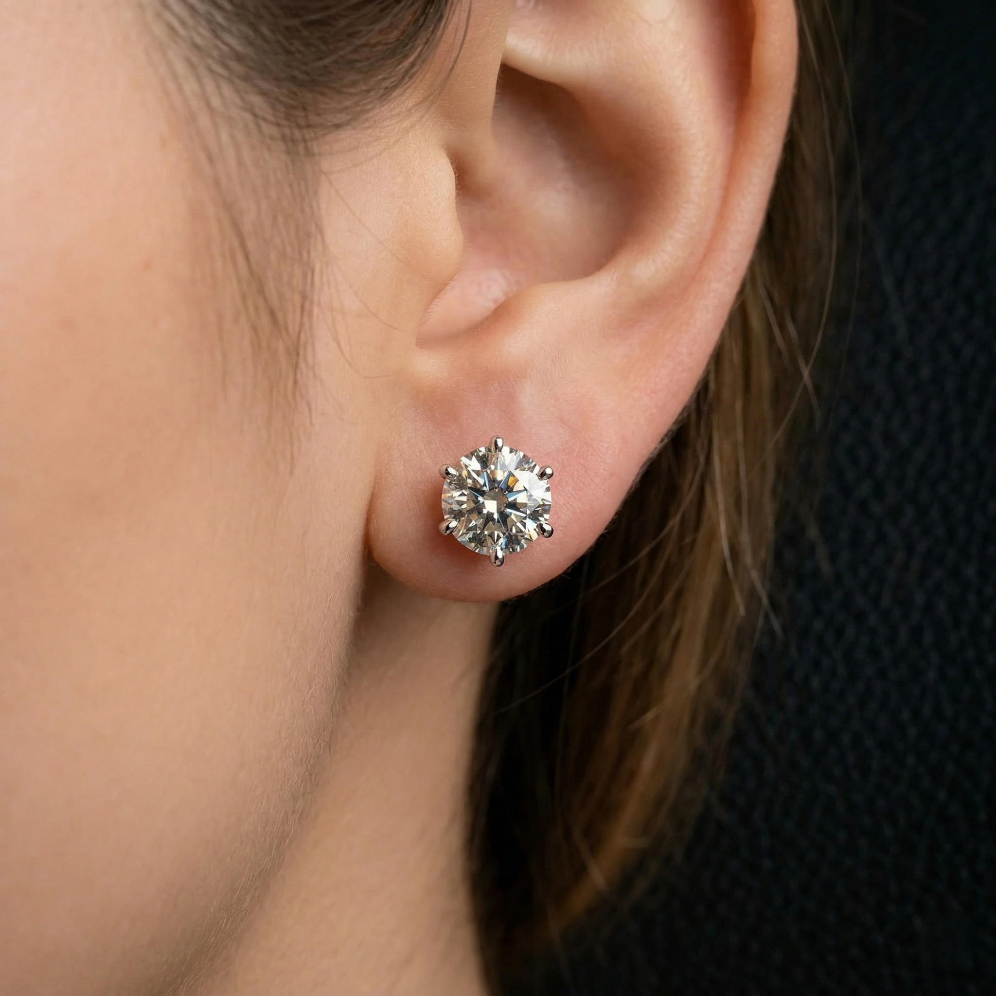 3.00 TCW Round Brilliant Diamond Solitaire Stud Earrings in 14KT Gold | IGI Certified Timeless Masterpiece view 5