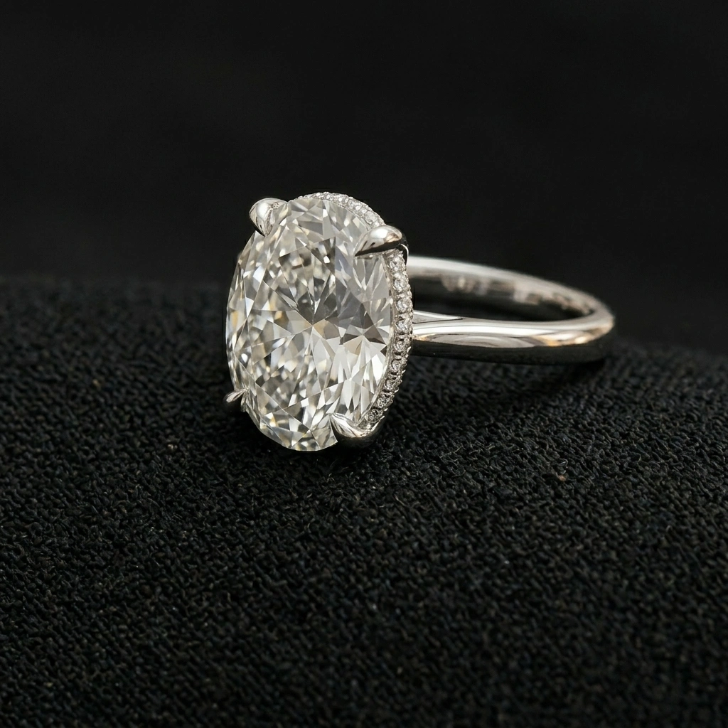 3.12 CT Oval & Round Diamond PT950 Platinum Engagement Ring view 3