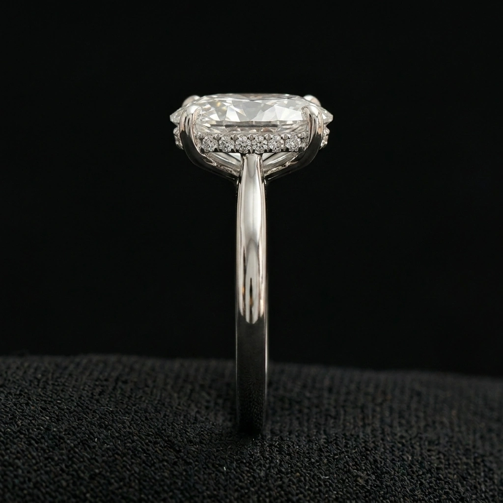 3.12 CT Oval & Round Diamond PT950 Platinum Engagement Ring view 4
