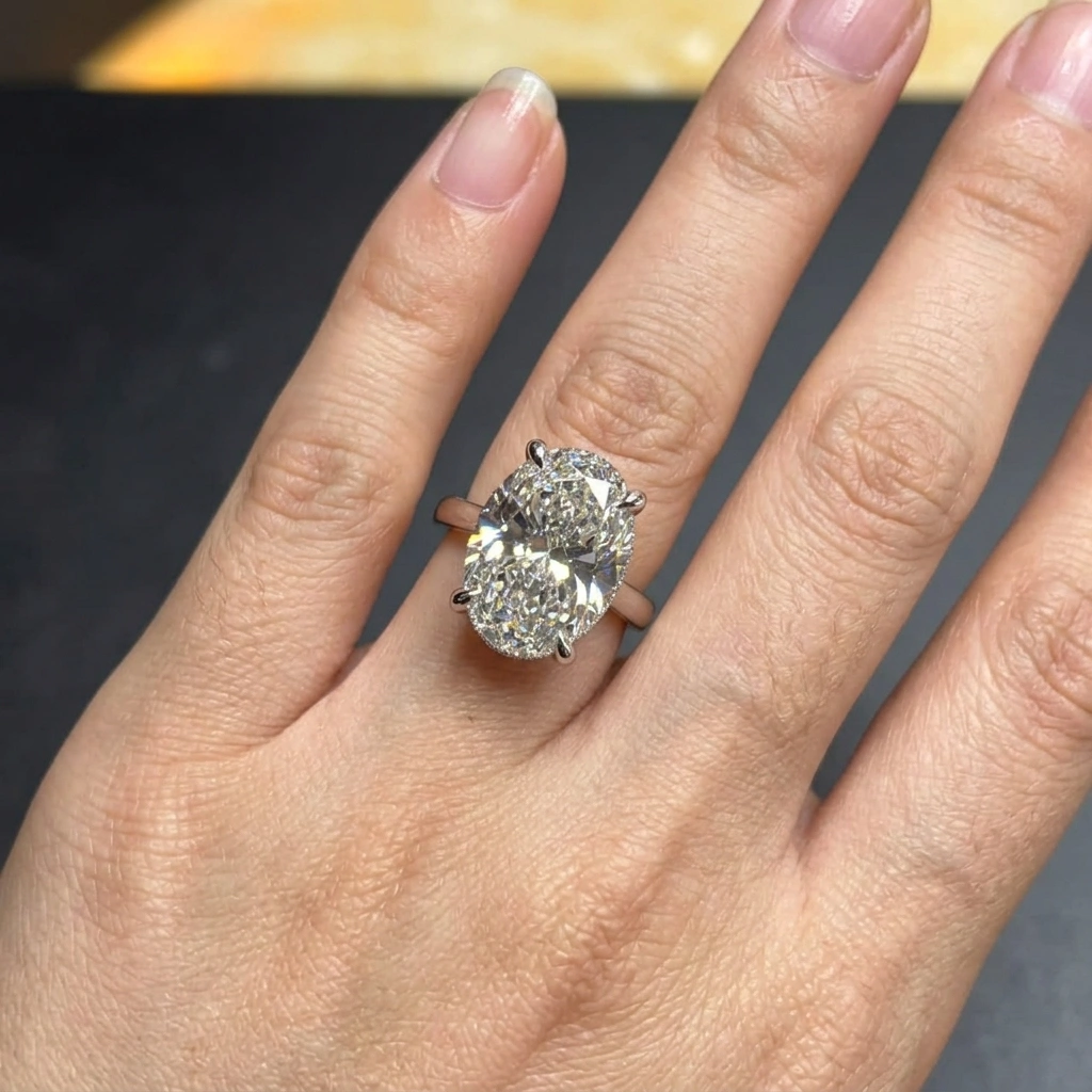 3.12 CT Oval & Round Diamond PT950 Platinum Engagement Ring view 6