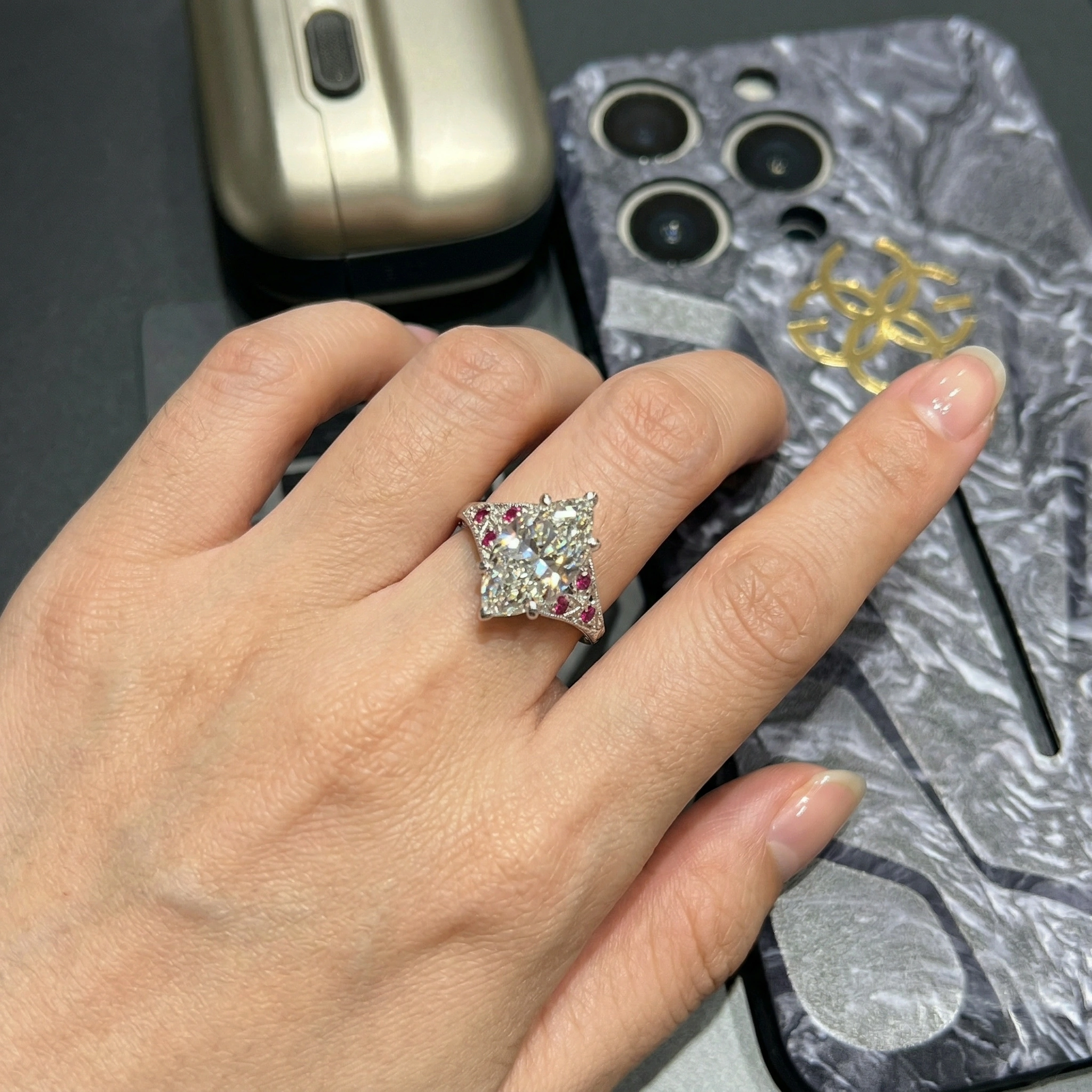 3.20 TCW Marquise Diamond Solitaire Ring | 3.00 CT IGI Certified | Solid Platinum 950 view 5