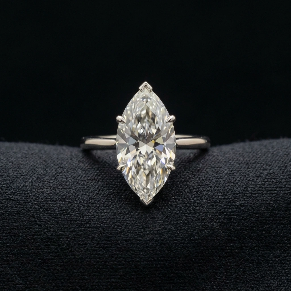 3.50 CT Marquise Cut Diamond Solitaire Ring | Solid Platinum 950 | IGI Certified
