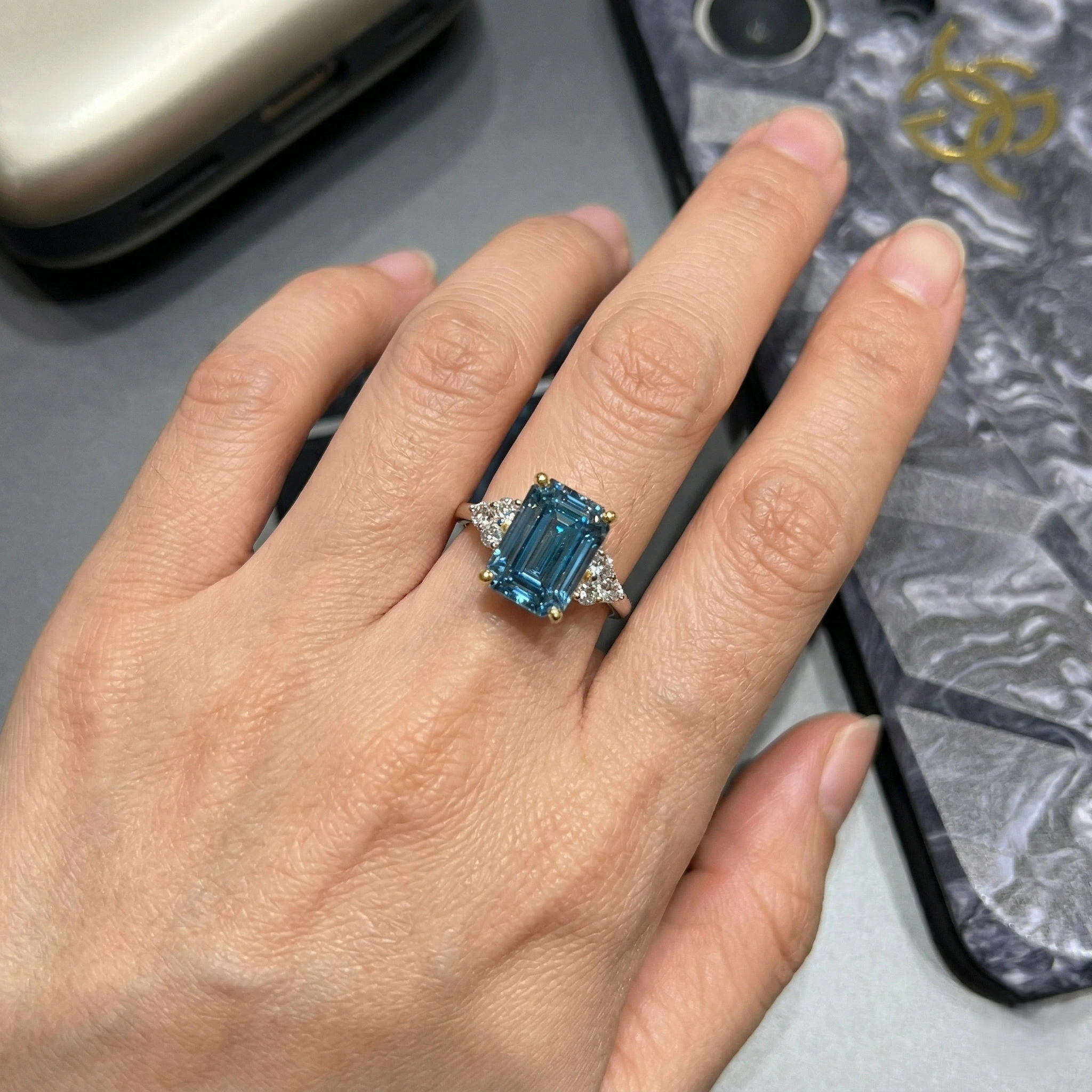 3.50 TCW Emerald Cut Diamond Solitaire Ring | 3.00 CT IGI Certified | 14K Yellow Gold view 5