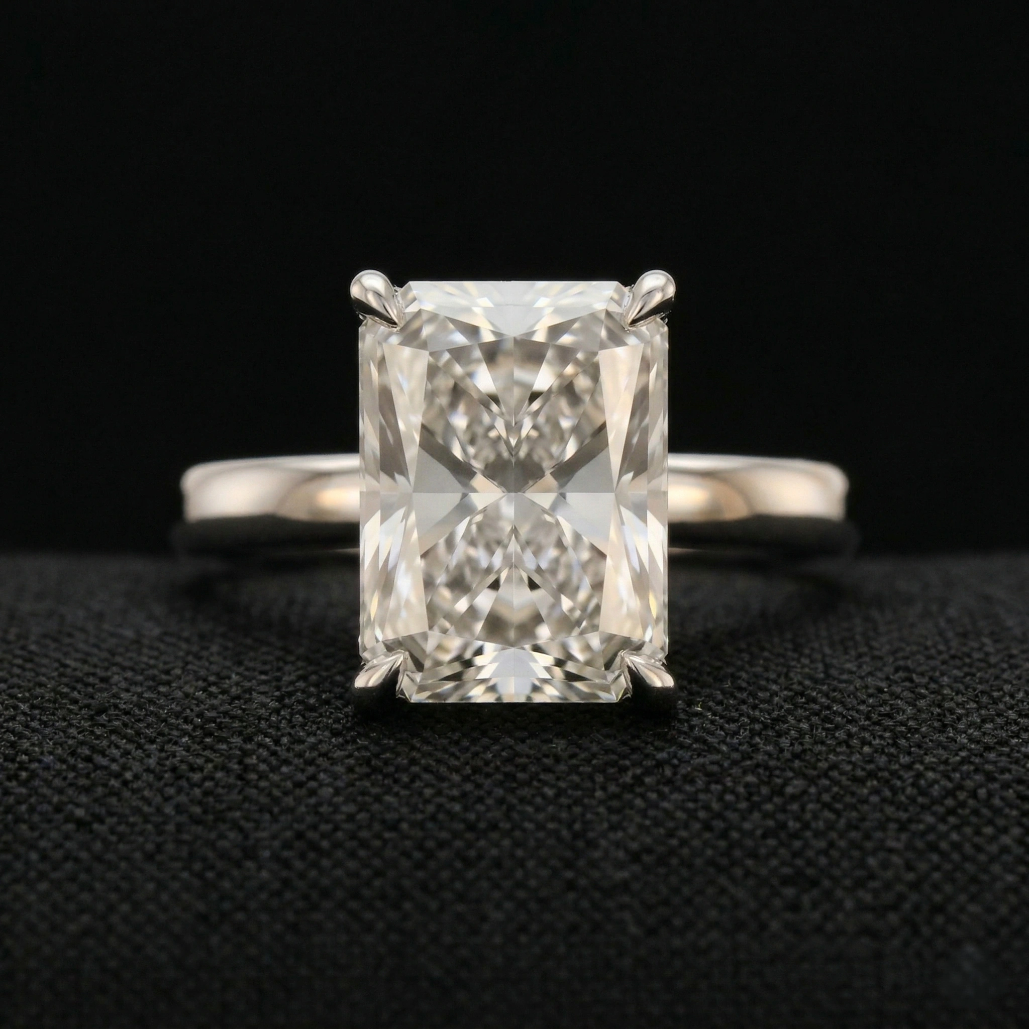 3.60 CT Radiant Cut Solitaire Diamond Ring with Hidden Halo | Platinum 950