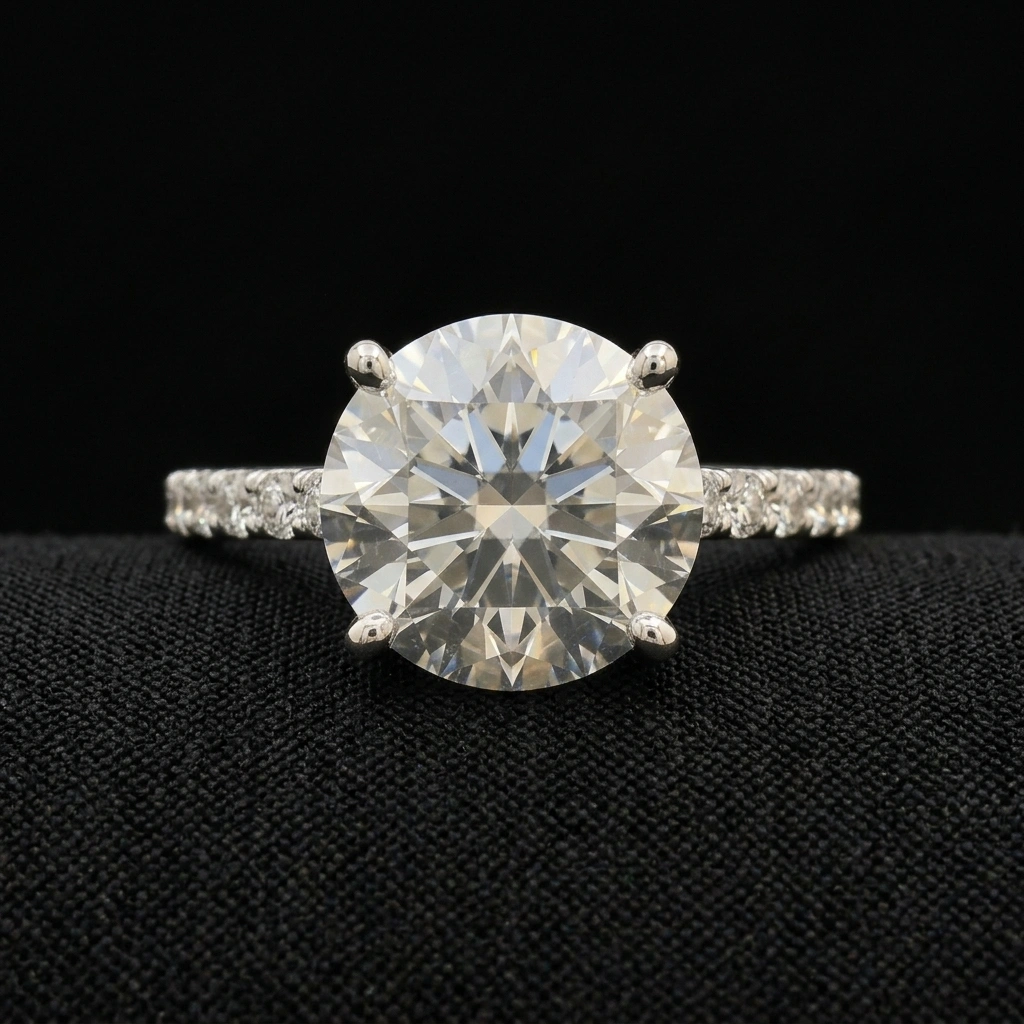3.63 CT Round PT950 Platinum Diamond Engagement Ring