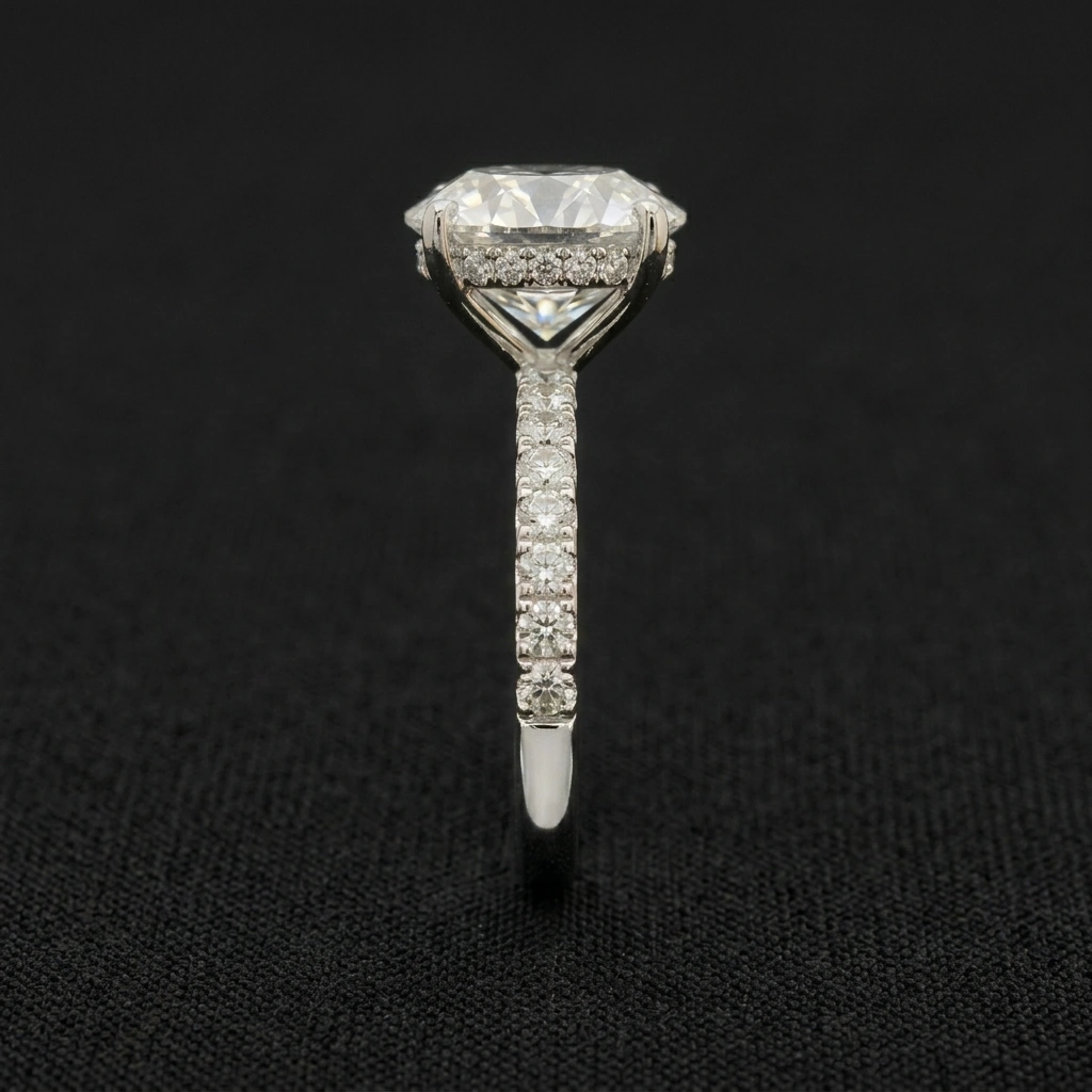 3.63 CT Round PT950 Platinum Diamond Engagement Ring view 3