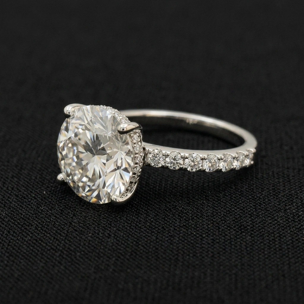 3.63 CT Round PT950 Platinum Diamond Engagement Ring view 4