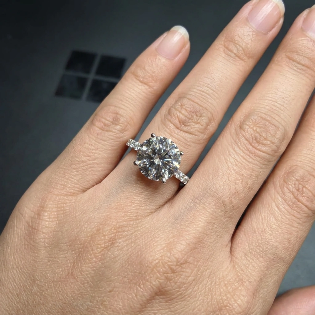 3.63 CT Round PT950 Platinum Diamond Engagement Ring view 5