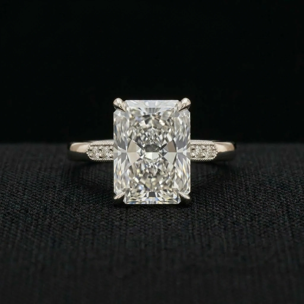 3.65 TCW Radiant Cut Diamond Solitaire Ring | 3.50 CT IGI Certified | Solid Platinum 950