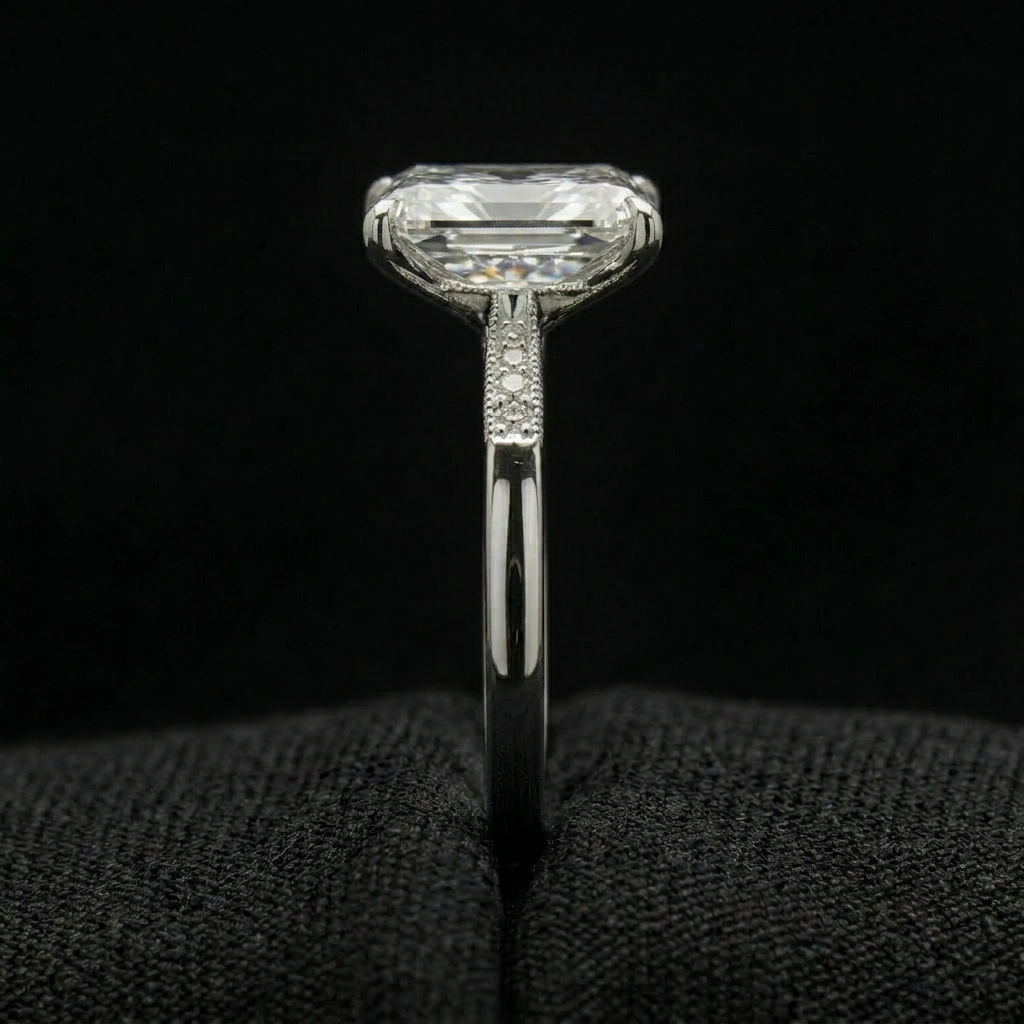 3.65 TCW Radiant Cut Diamond Solitaire Ring | 3.50 CT IGI Certified | Solid Platinum 950 view 3