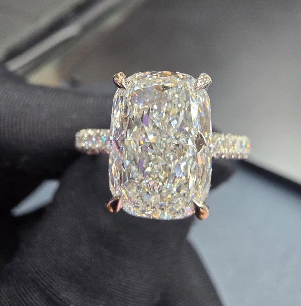 3.82 CT Cushion Cut Diamond Engagement Ring in PT950 Platinum view 3