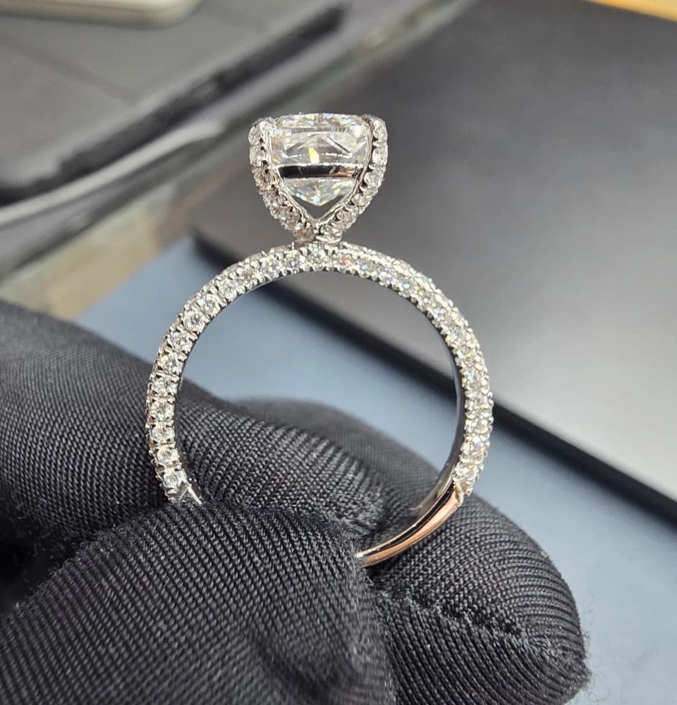 3.82 CT Cushion Cut Diamond Engagement Ring in PT950 Platinum view 4