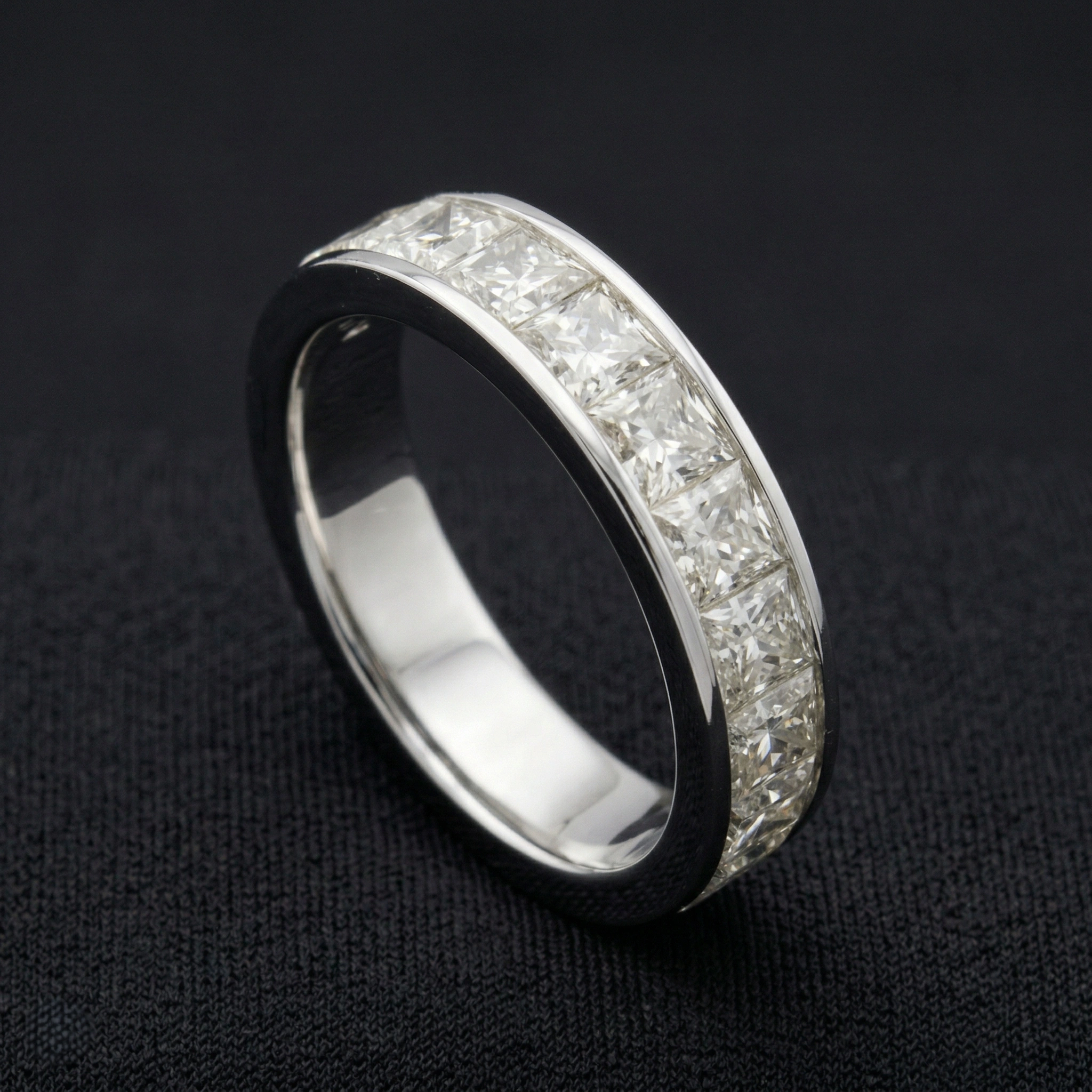 3.90 CT Asscher Cut Channel-Set Diamond Band Ring | Platinum 950 view 3