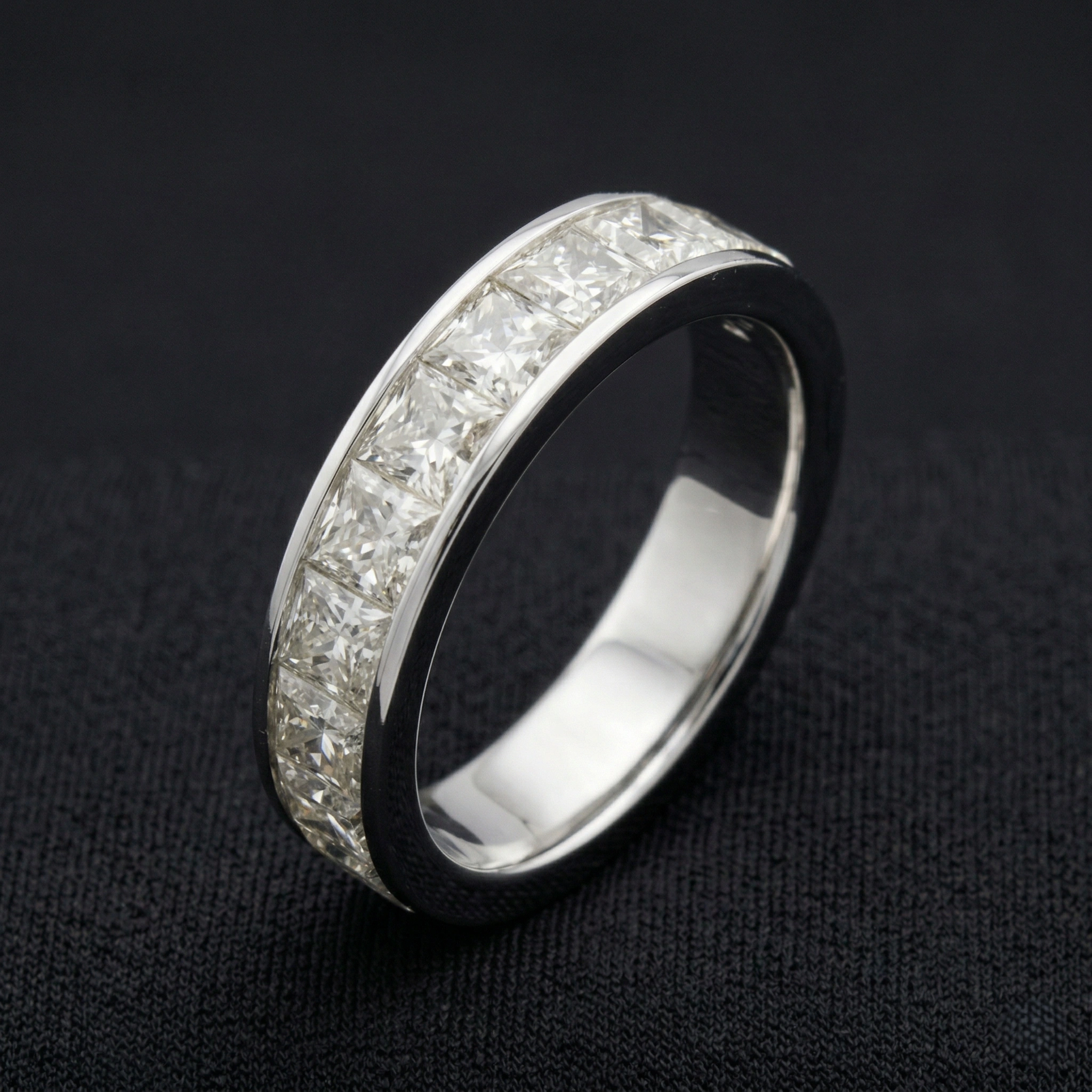 3.90 CT Asscher Cut Channel-Set Diamond Band Ring | Platinum 950 view 4