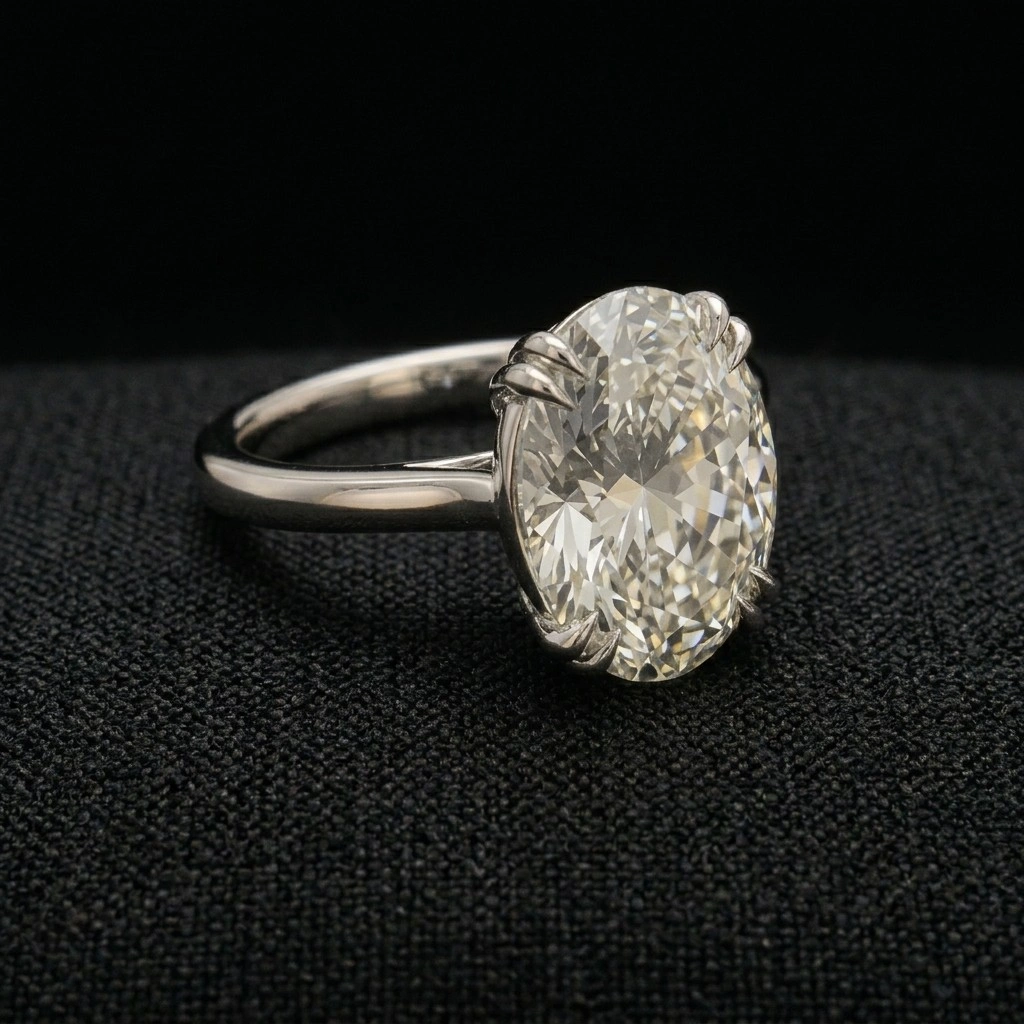 4 CT Oval Solitaire Ring in PT950 Platinum view 3