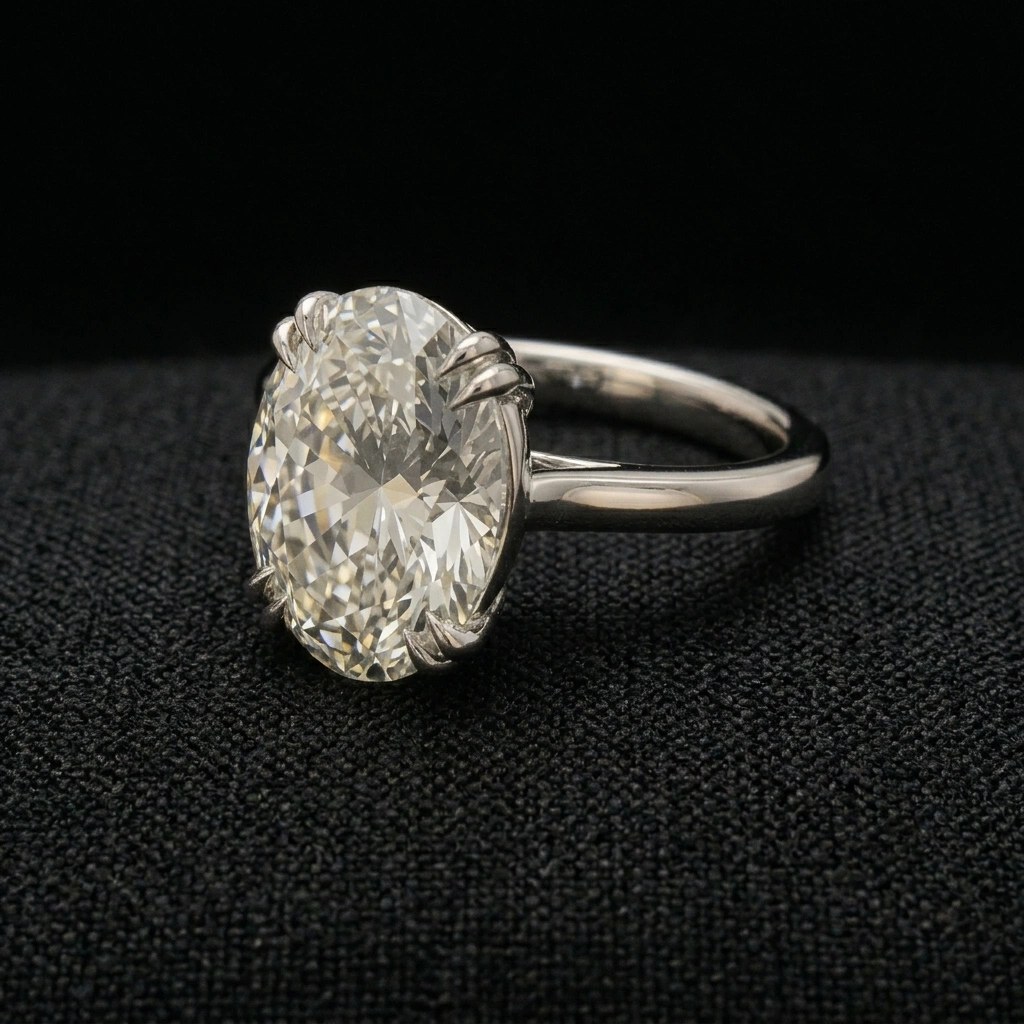 4 CT Oval Solitaire Ring in PT950 Platinum view 4