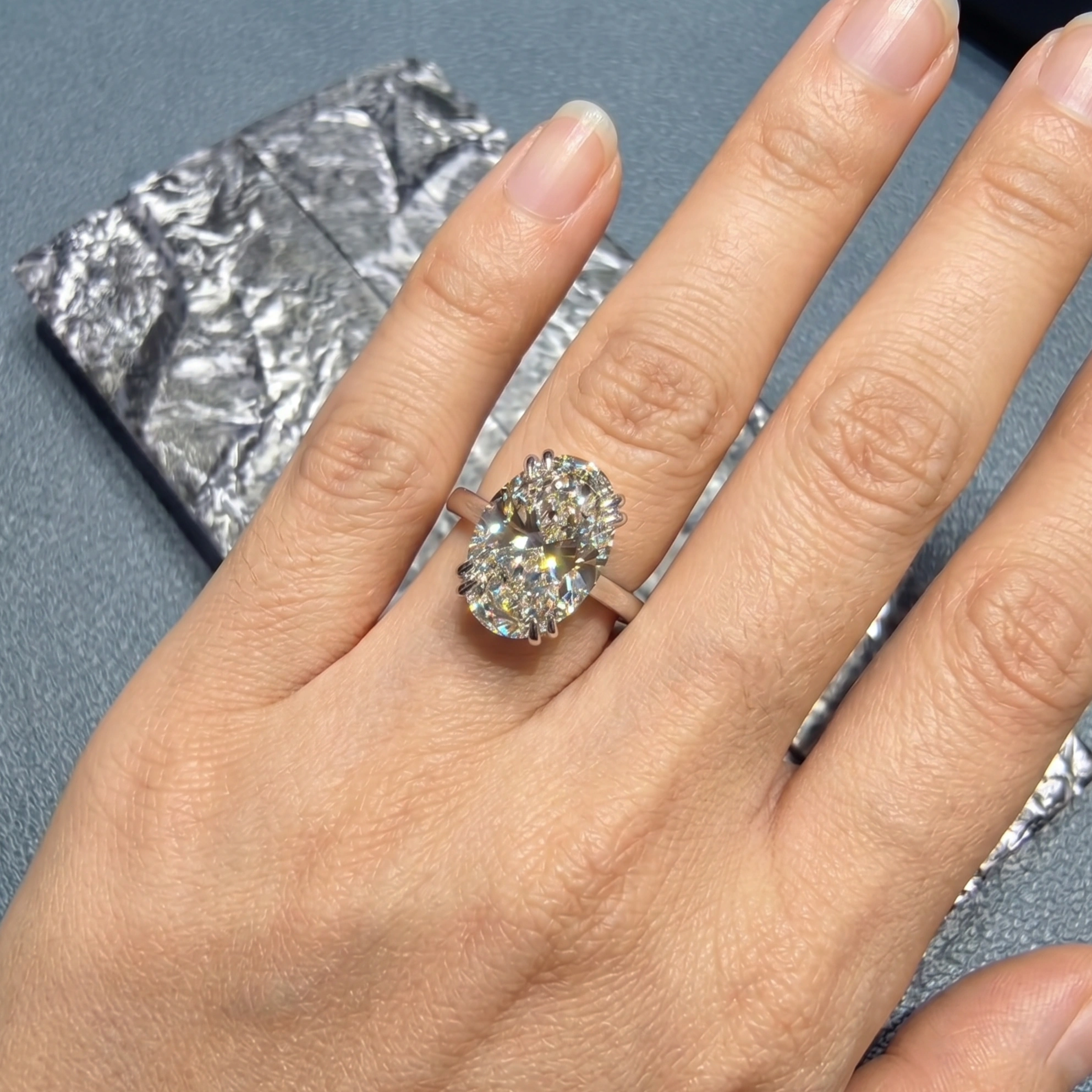 4 CT Oval Solitaire Ring in PT950 Platinum view 6