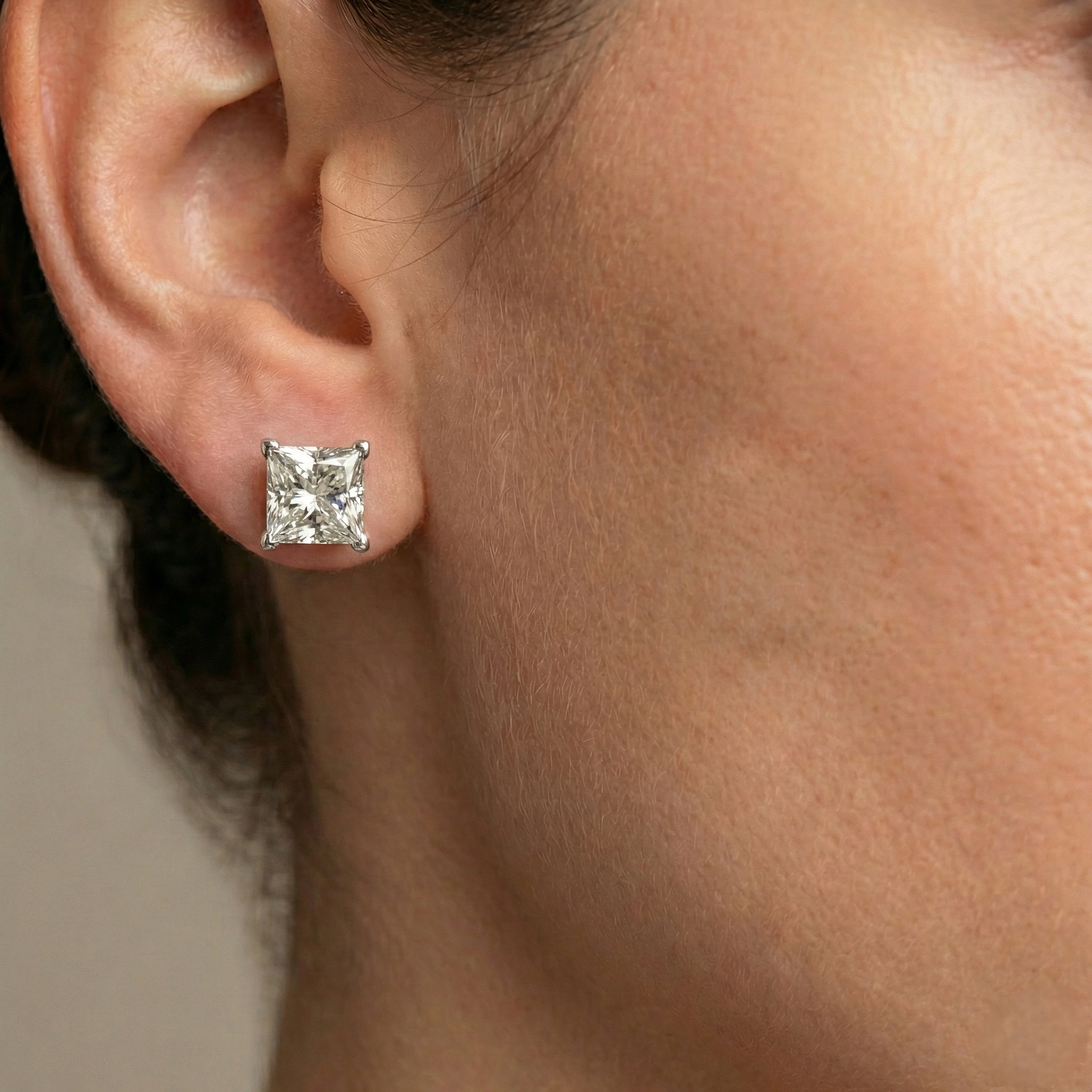 4 CT Princess Cut Platinum Diamond Studs view 9