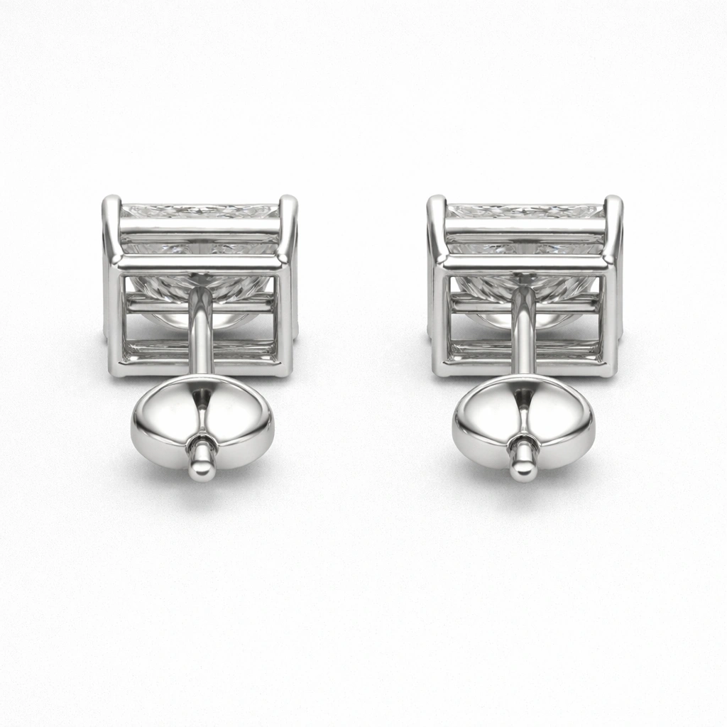 4 CT Princess Cut Platinum Diamond Studs view 5