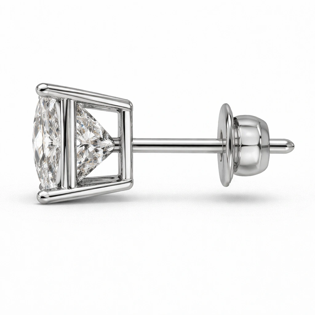4 CT Princess Cut Platinum Diamond Studs view 6