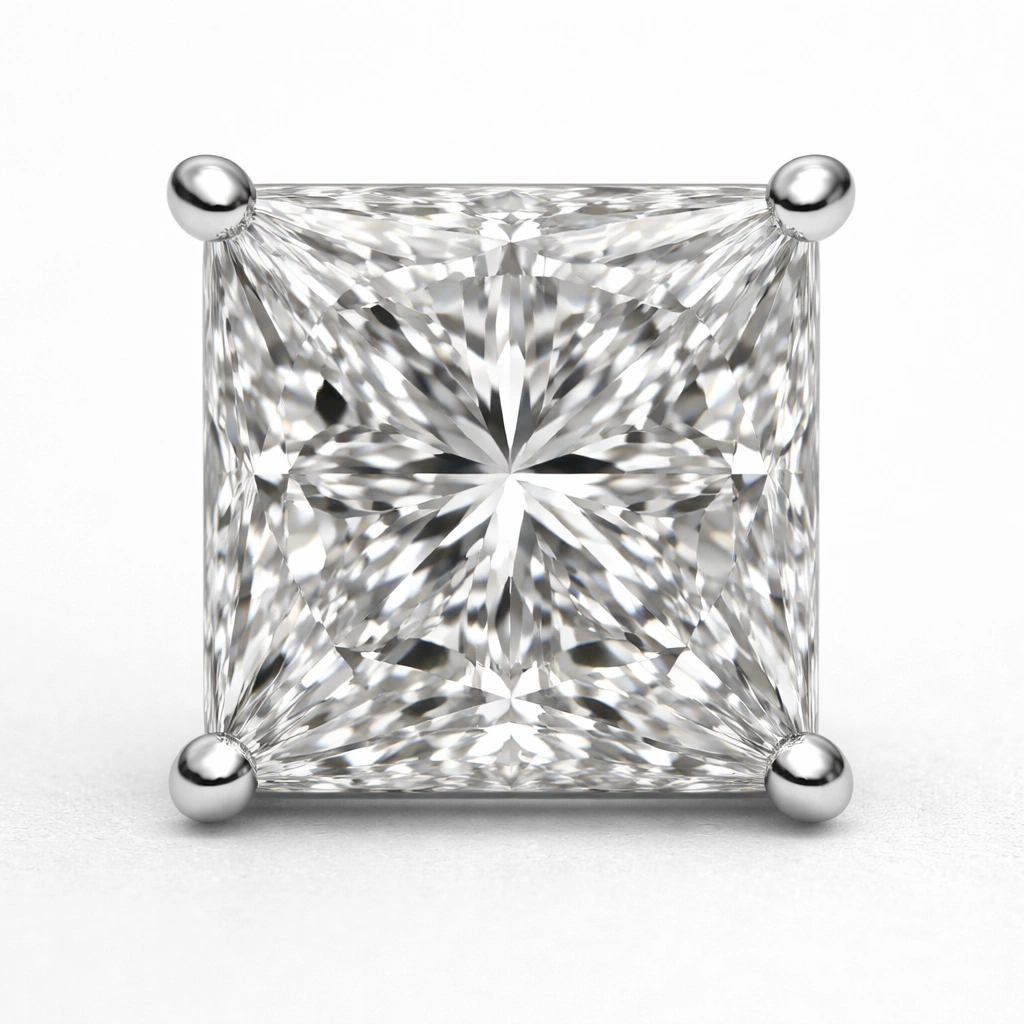 4 CT Princess Cut Platinum Diamond Studs view 7